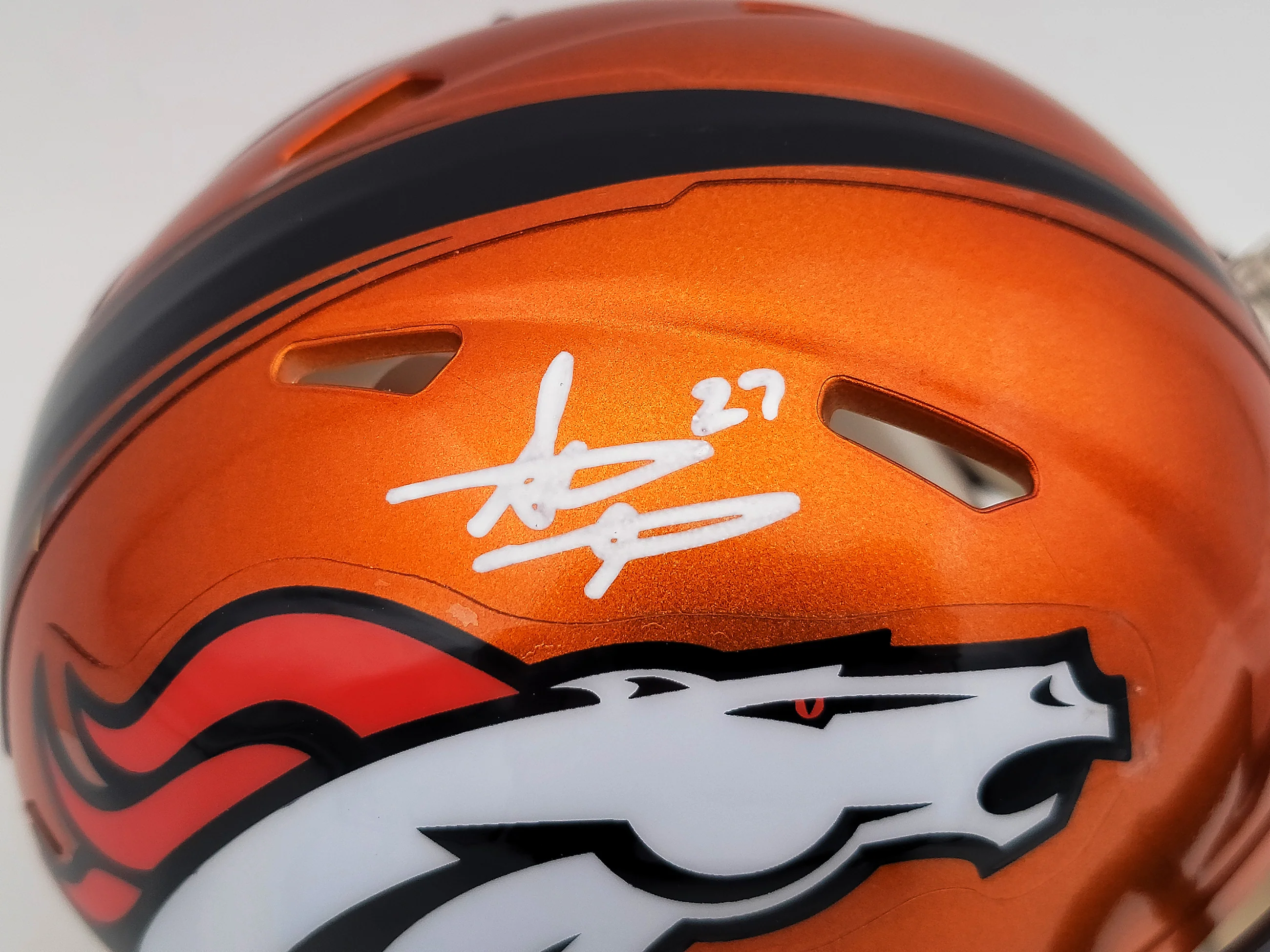Steve Atwater Autographed Denver Broncos Flash Orange Speed Mini Helmet Beckett BAS QR Stock #203001 - Image 2