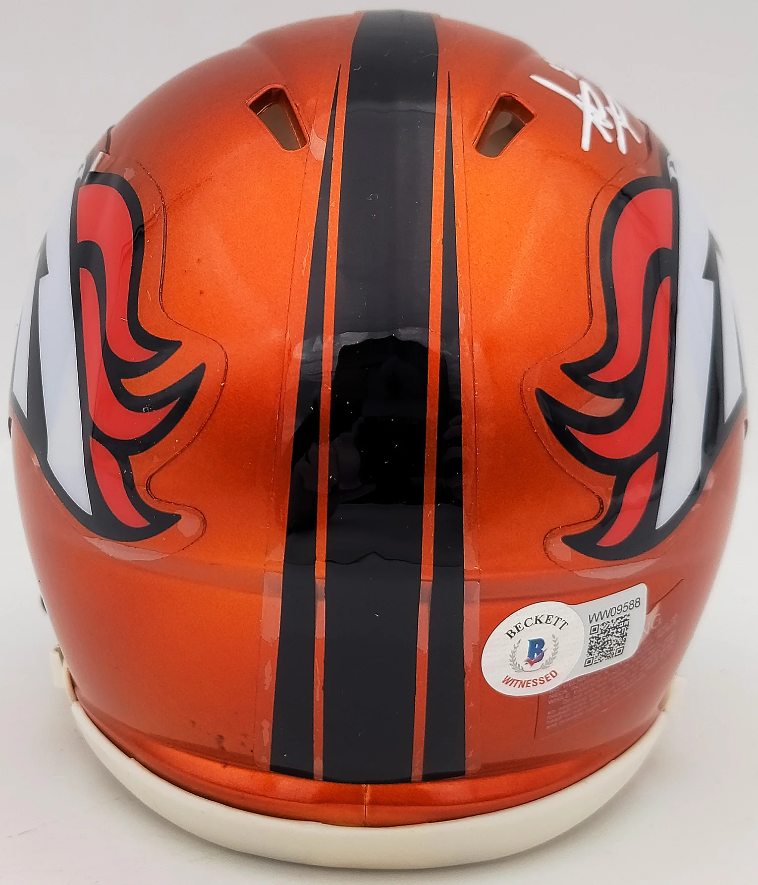 Steve Atwater Autographed Denver Broncos Flash Orange Speed Mini Helmet Beckett BAS QR Stock #203001 - Image 3
