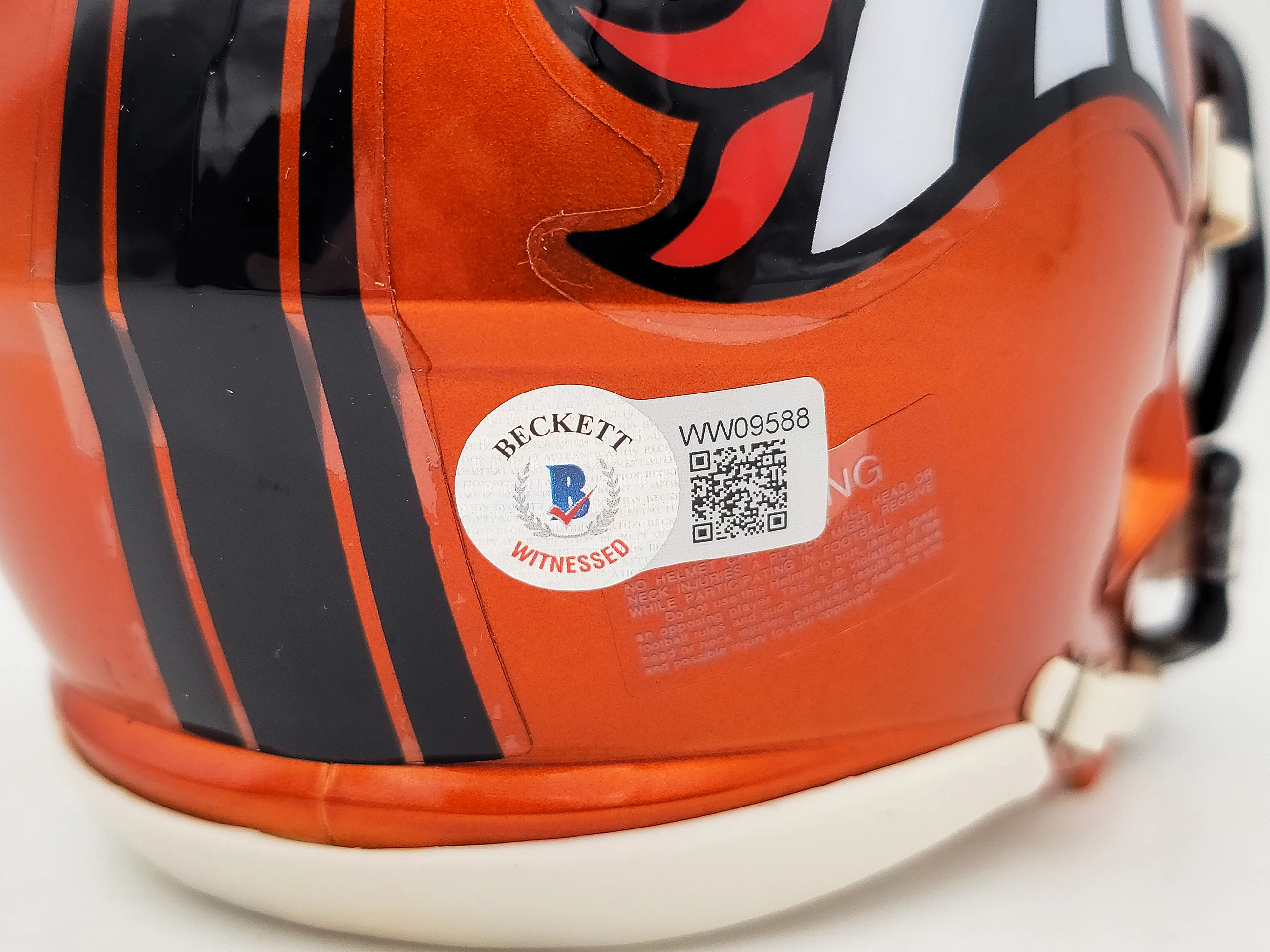 Steve Atwater Autographed Denver Broncos Flash Orange Speed Mini Helmet Beckett BAS QR Stock #203001 - Image 4