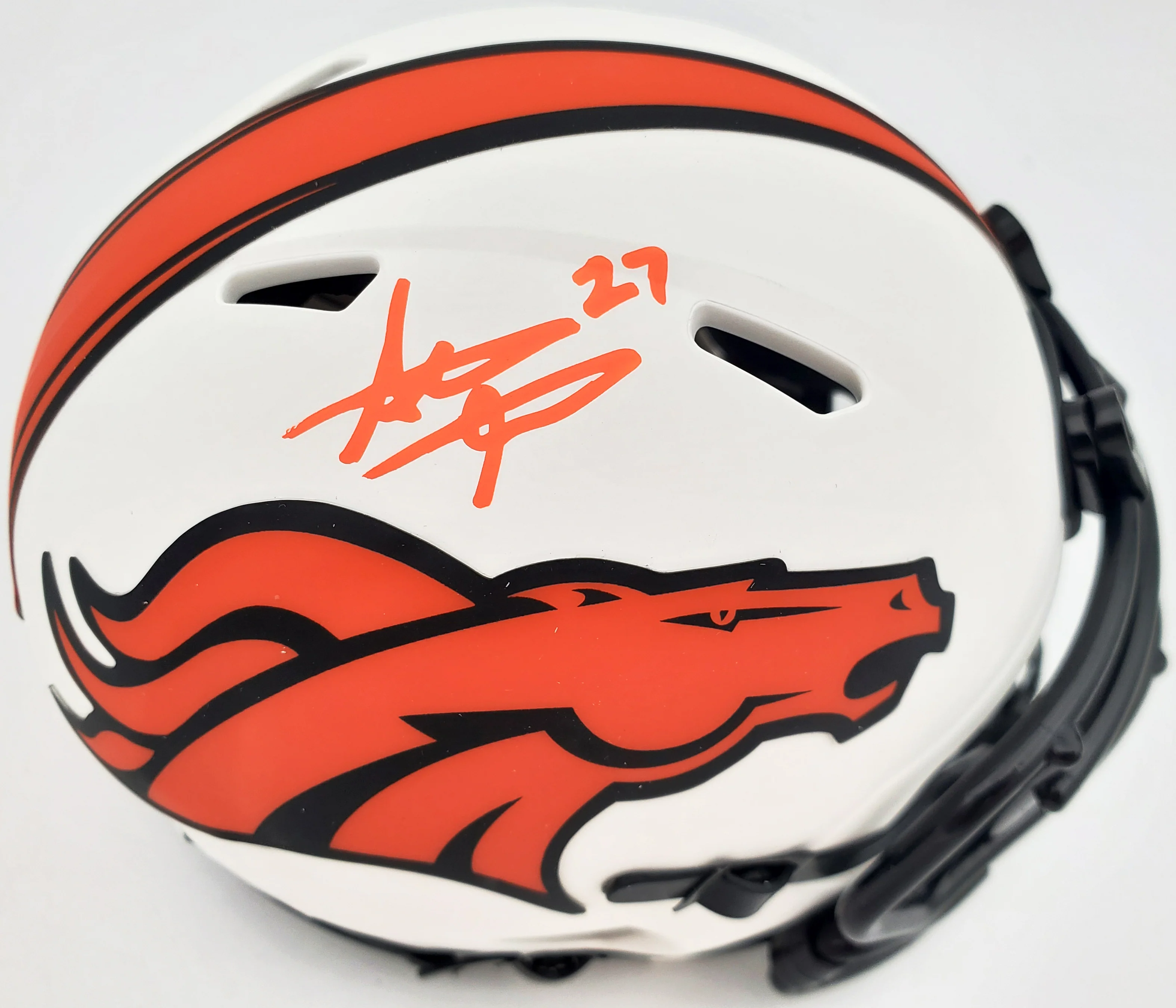 Steve Atwater Autographed Denver Broncos Lunar Eclipse White Speed Mini Helmet Beckett BAS QR Stock #192620 - Image 2