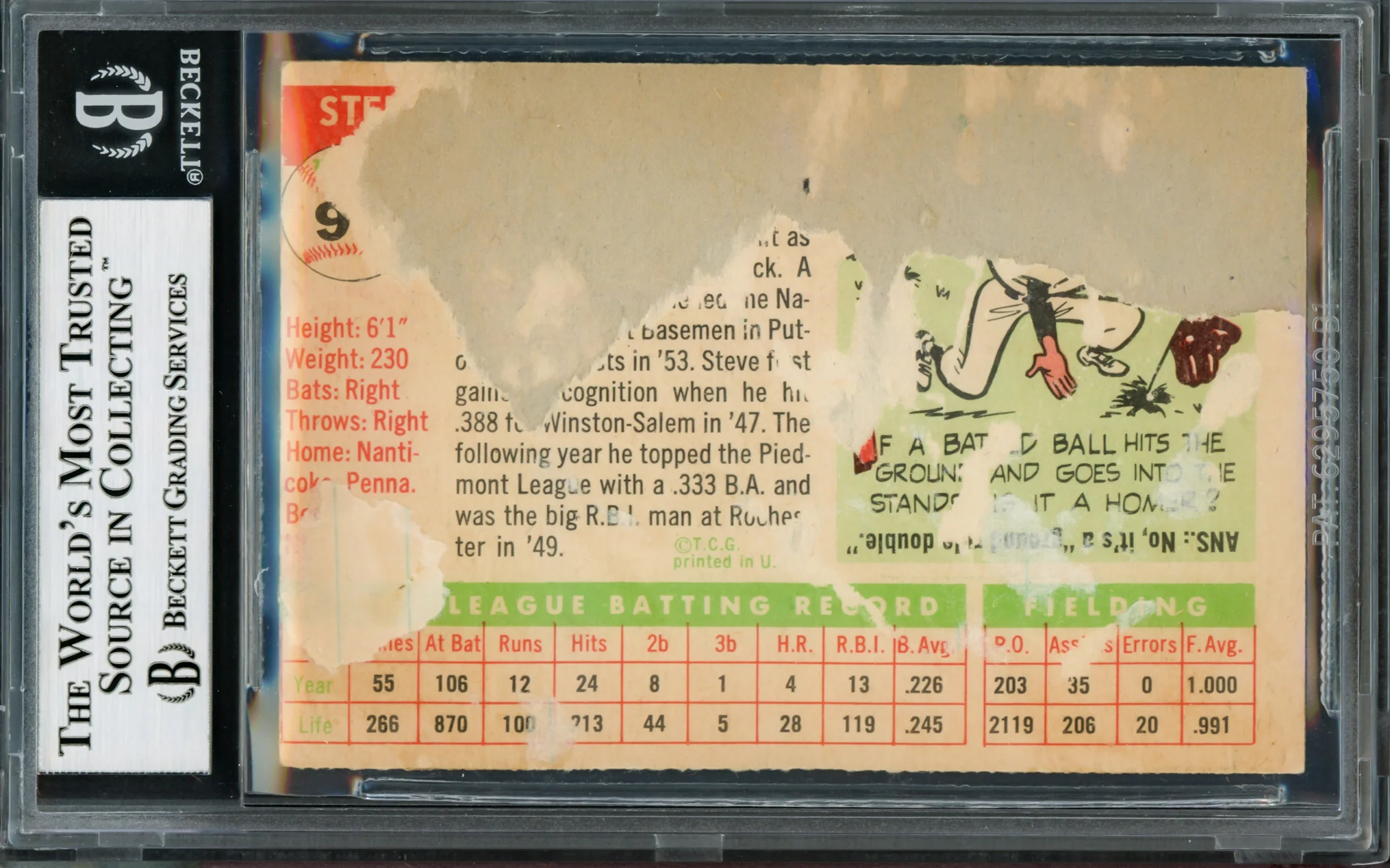 Steve Bilko Autographed 1955 Topps Card #93 Chicago Cubs Beckett BAS #14066528 - Image 2