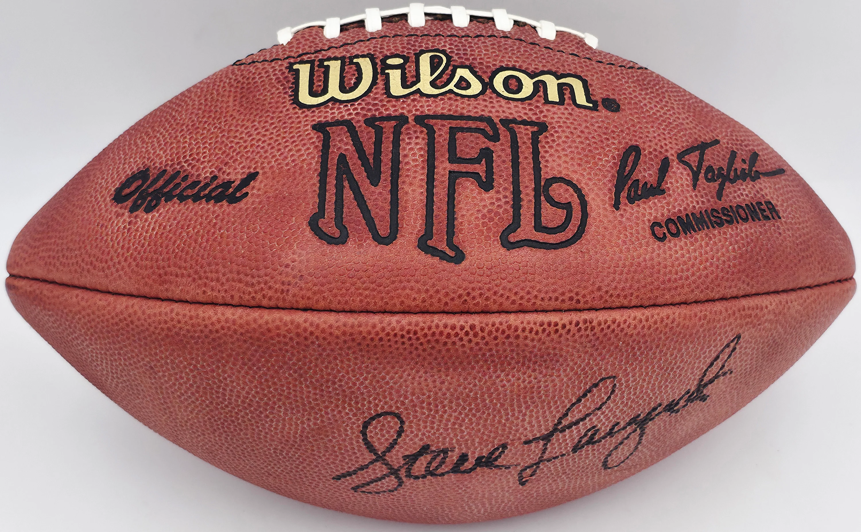 Steve Largent Autographed Official NFL Leather Football Seattle Seahawks (Flat) MCS Holo #87150 - Image 2
