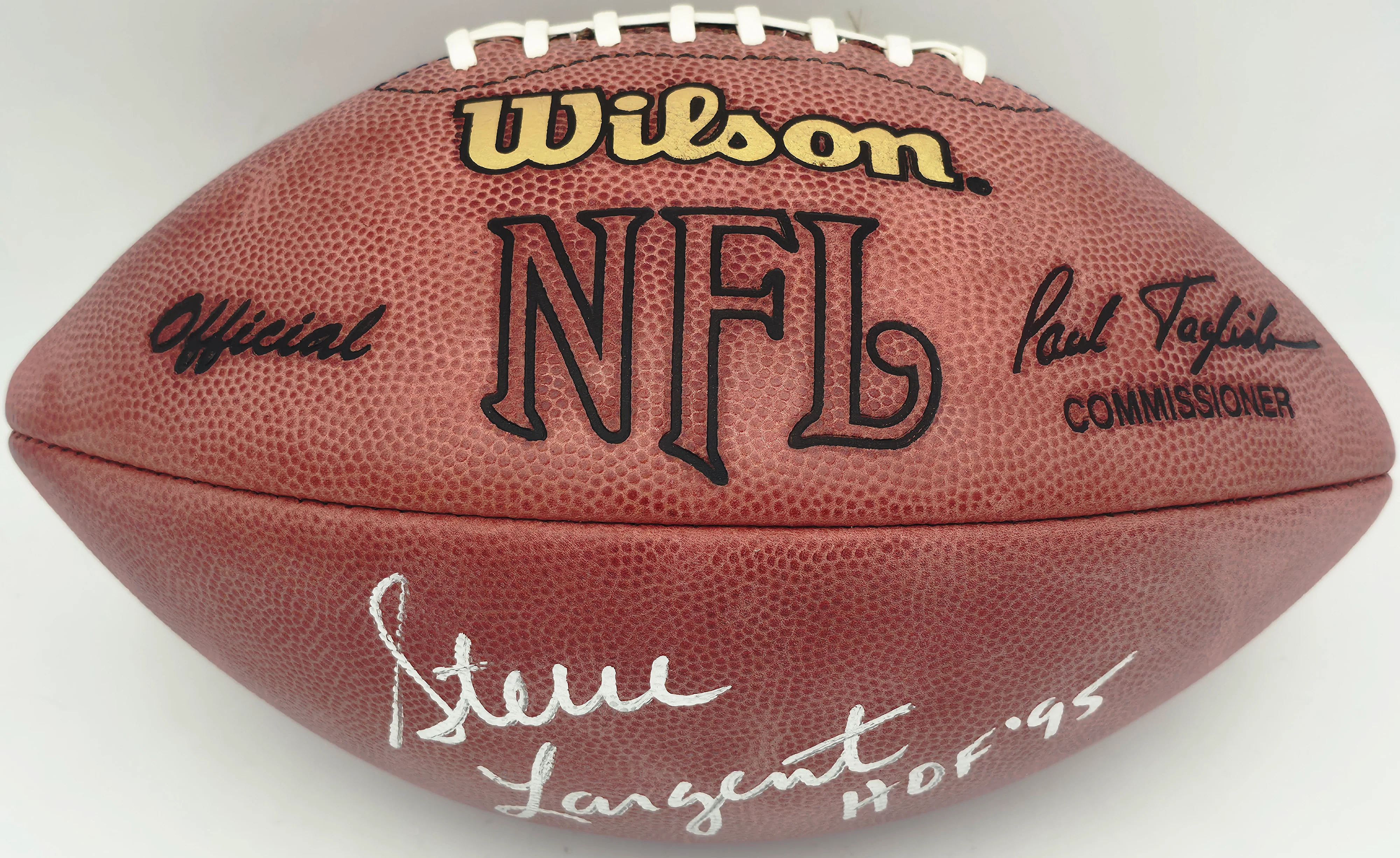 Steve Largent Autographed Official NFL Leather Football Seattle Seahawks "HOF 95" (Bladder) MCS Holo #63690 - Image 3
