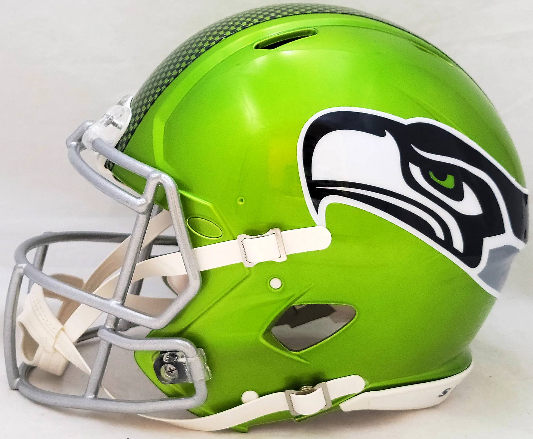 Steve Largent Autographed Seattle Seahawks Flash Green Full Size Authentic Speed Helmet "HOF 95" MCS Holo Stock #210459 - Image 5