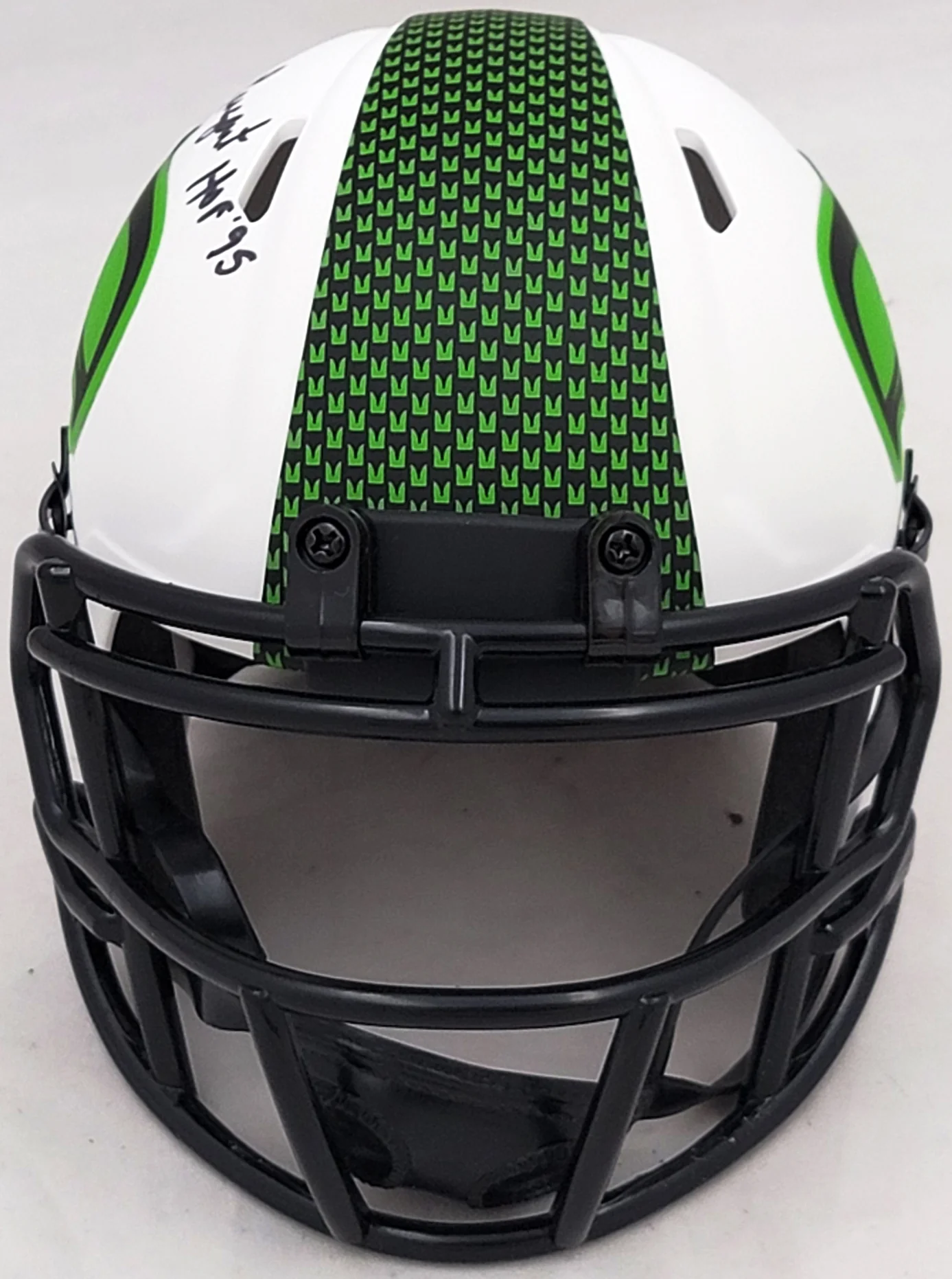 Steve Largent Autographed Seattle Seahawks Lunar Eclipse White Speed Mini Helmet "HOF 95" MCS Holo Stock #211067 - Image 3