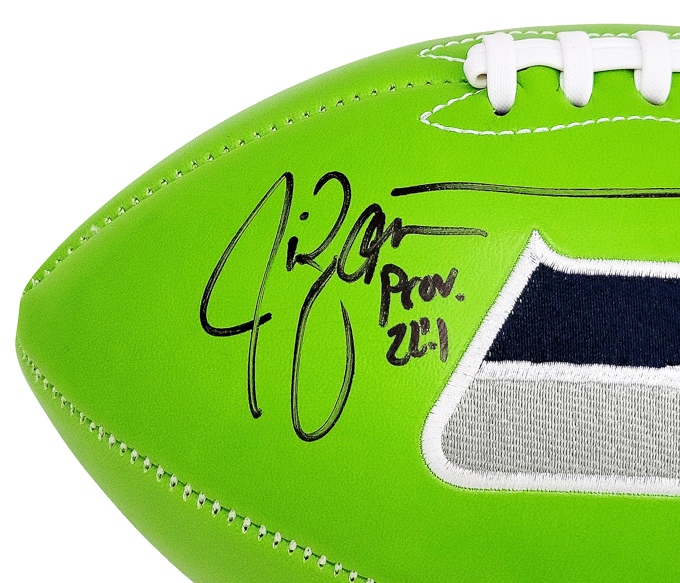Steve Largent & Jim Zorn Autographed Seattle Seahawks Green Logo Football MCS Holo Stock #210467 - Image 4