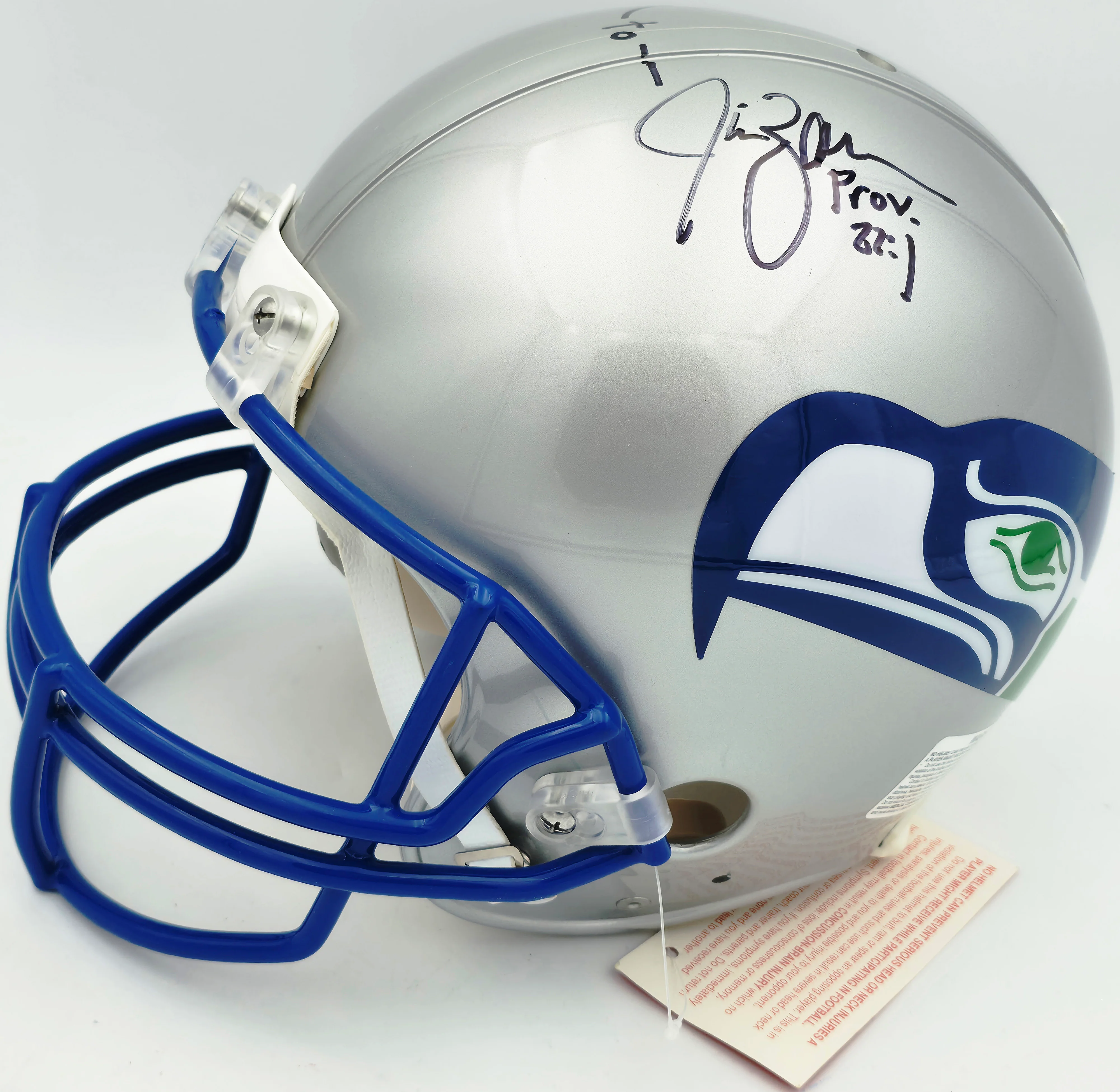 Steve Largent & Jim Zorn Autographed Seattle Seahawks Silver Authentic Full Size Helmet "HOF 95, To Arrow" MCS Holo #63696 - Image 2