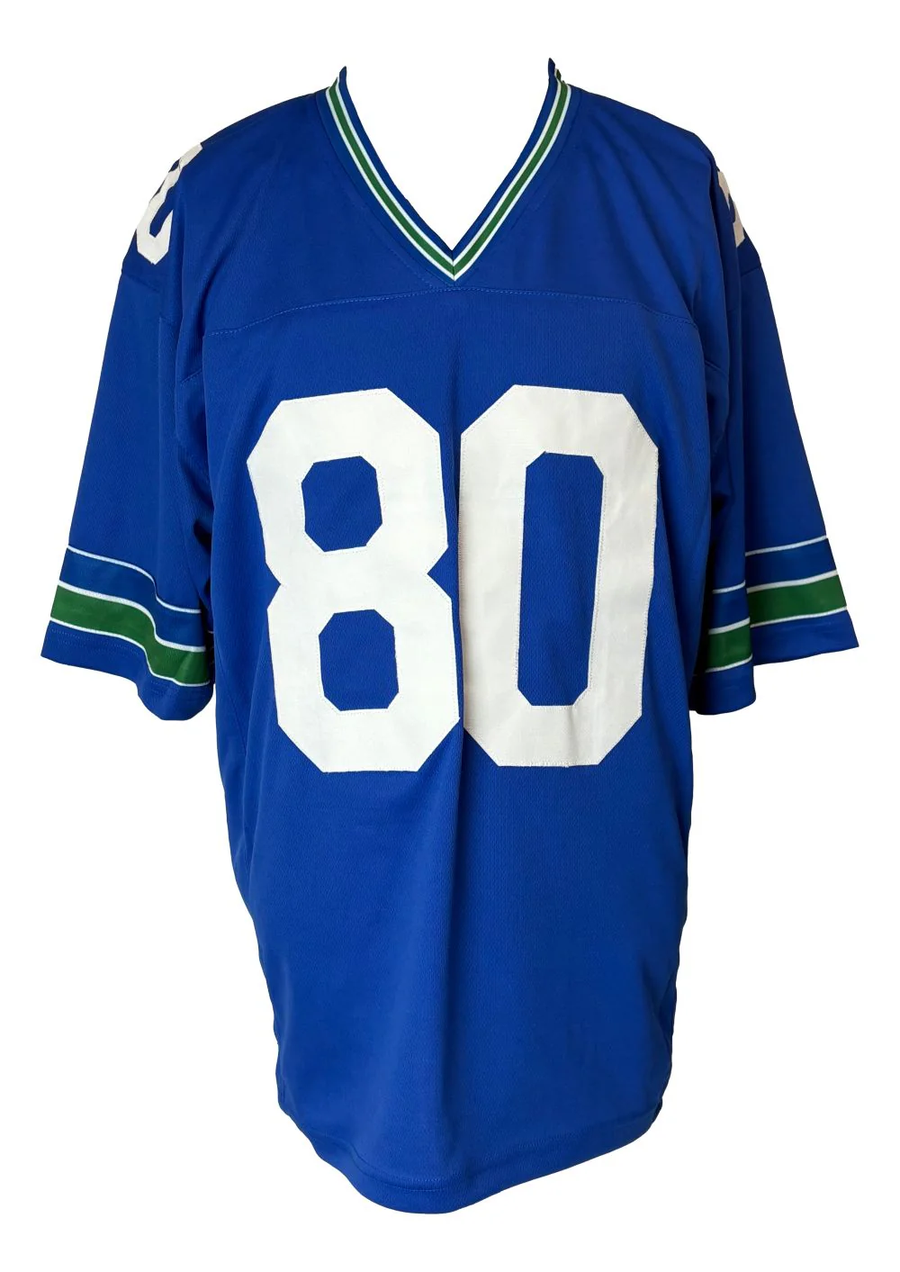 Steve Largent Seattle Signed Blue Football Jersey HOF 95 JSA QR Hologram - Image 3