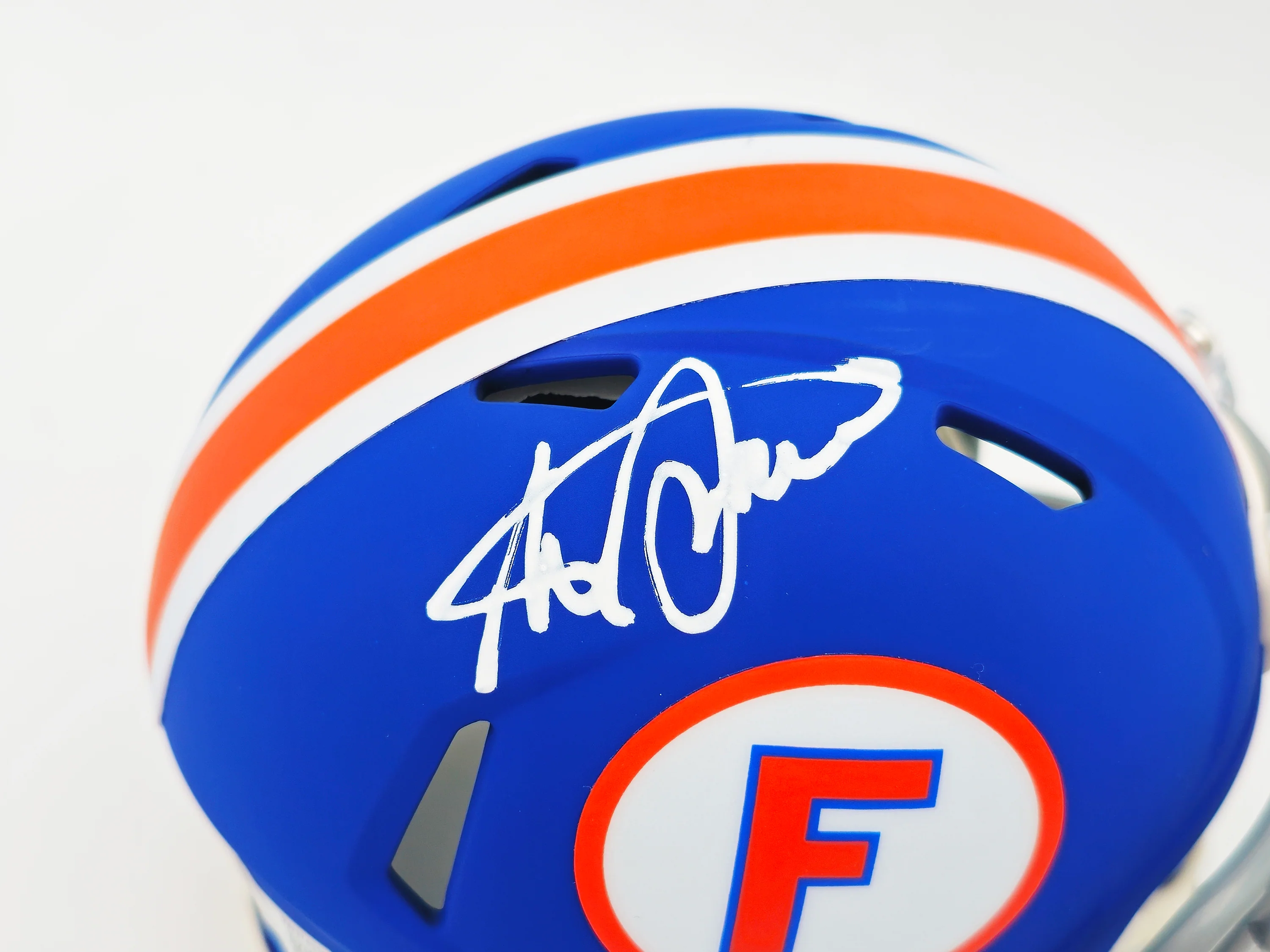 Steve Spurrier Autographed Florida Gators Blue Throwback Speed Mini Helmet Beckett BAS Witness Stock #236154 - Image 2