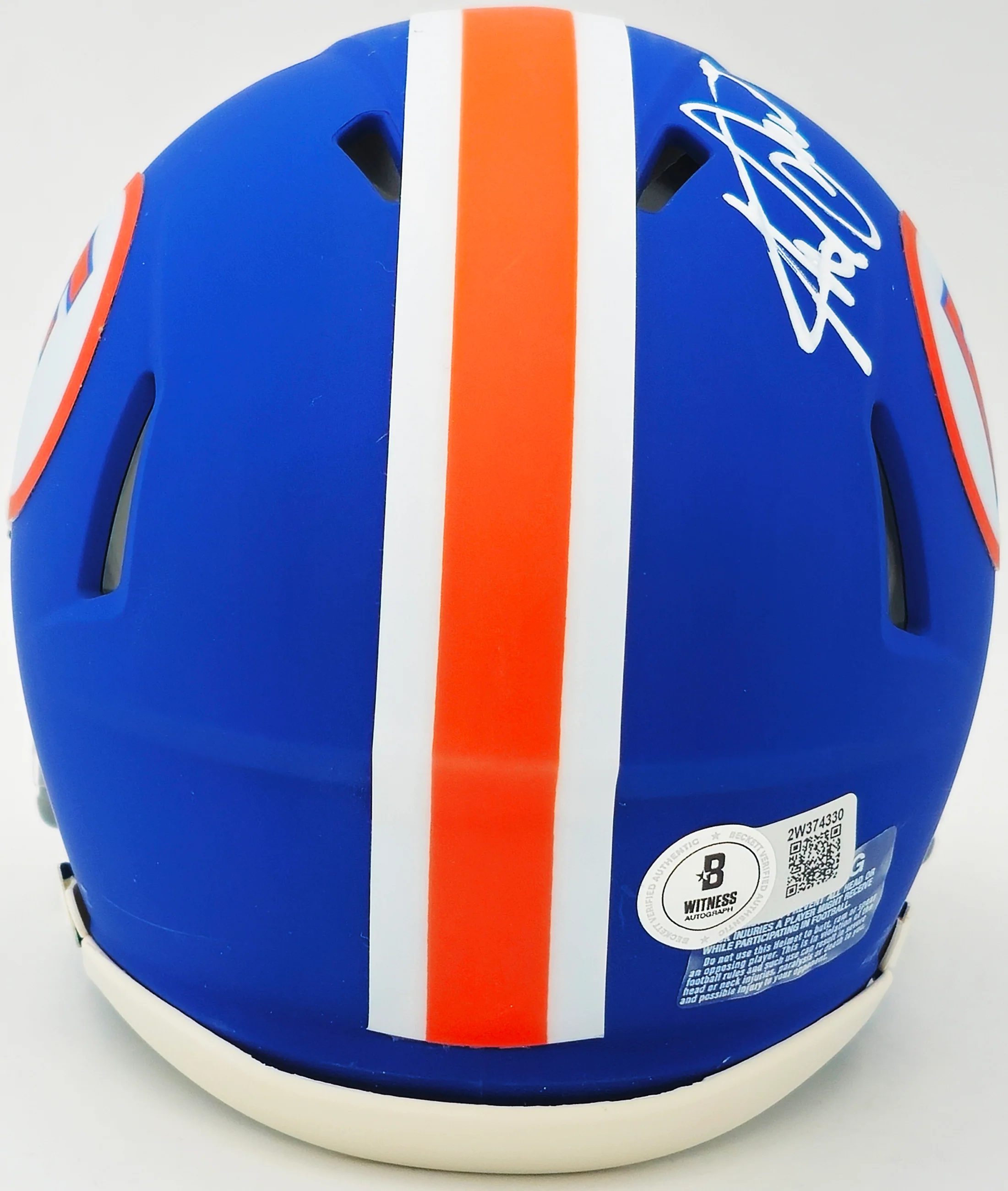 Steve Spurrier Autographed Florida Gators Blue Throwback Speed Mini Helmet Beckett BAS Witness Stock #236154 - Image 4