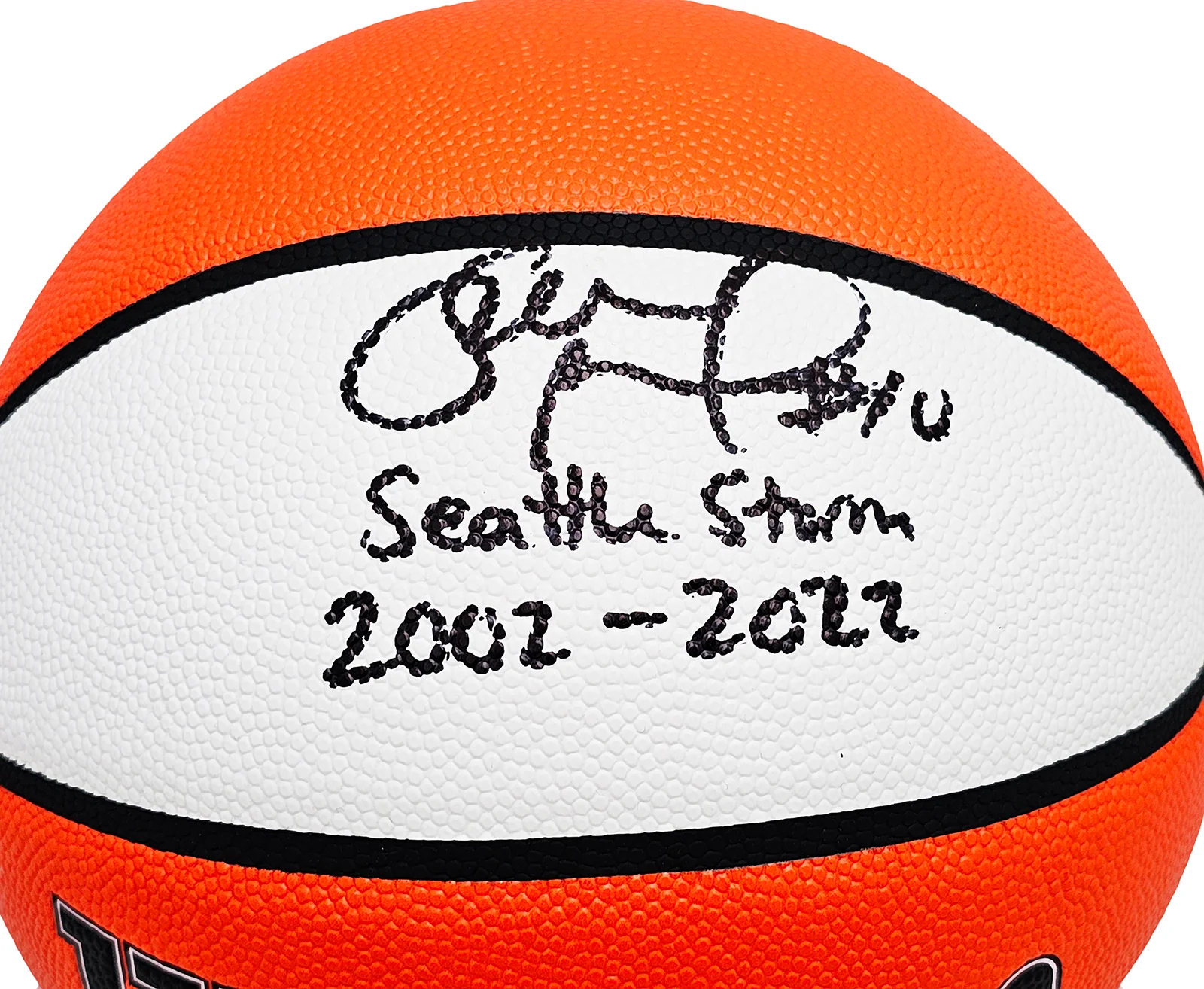 Sue Bird Autographed Authentic White Panel Indoor/Outdoor Basketball Seattle Storm "Seattle Storm 2002-2022" Beckett BAS QR Stock #214845 - Image 2