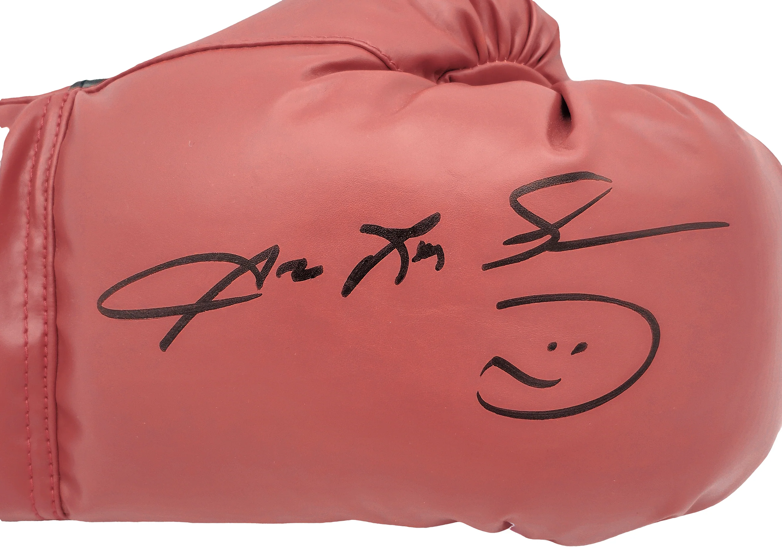 Sugar Ray Leonard Autographed Red Everlast Boxing Glove Right Handed RH BAS Witness Stock #227971 - Image 2