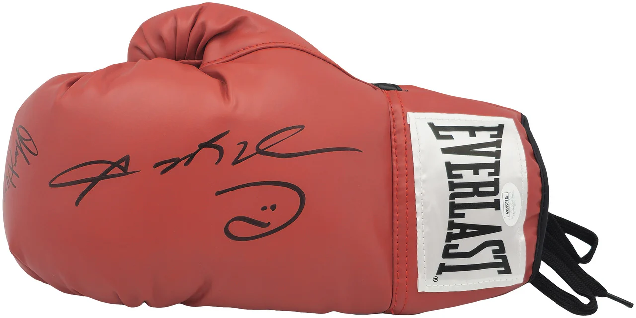Sugar Ray Leonard & Thomas "Hitman" Hearns Autographed Red Everlast Boxing Glove LH JSA Stock #238354 - Image 2