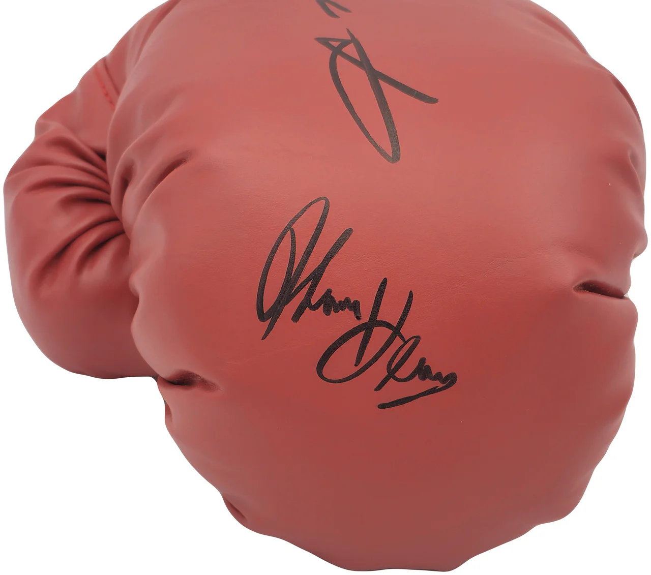Sugar Ray Leonard & Thomas "Hitman" Hearns Autographed Red Everlast Boxing Glove LH JSA Stock #238354 - Image 4