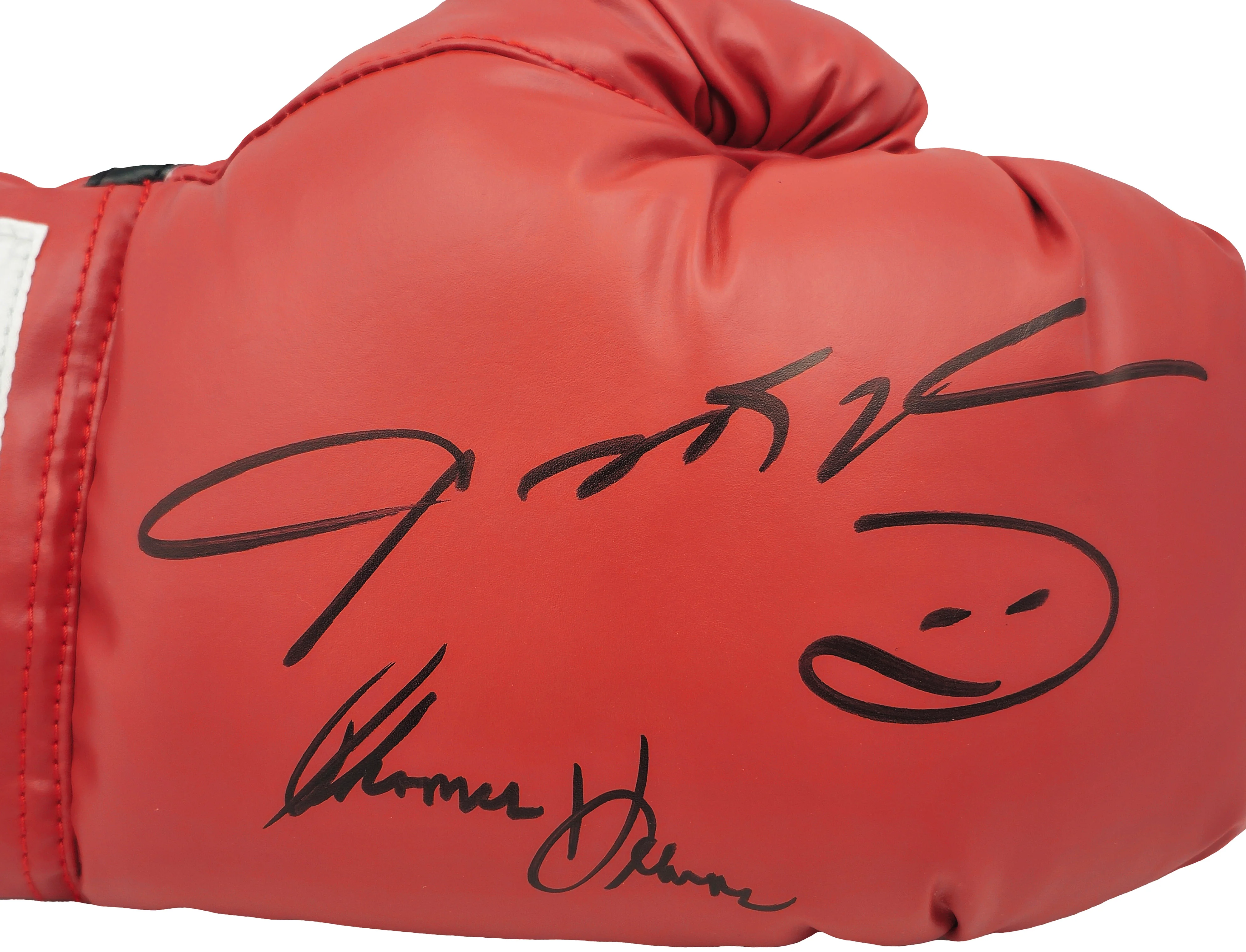 Sugar Ray Leonard & Thomas "Hitman" Hearns Autographed Red Everlast Boxing Glove RH JSA Stock #238355 - Image 2
