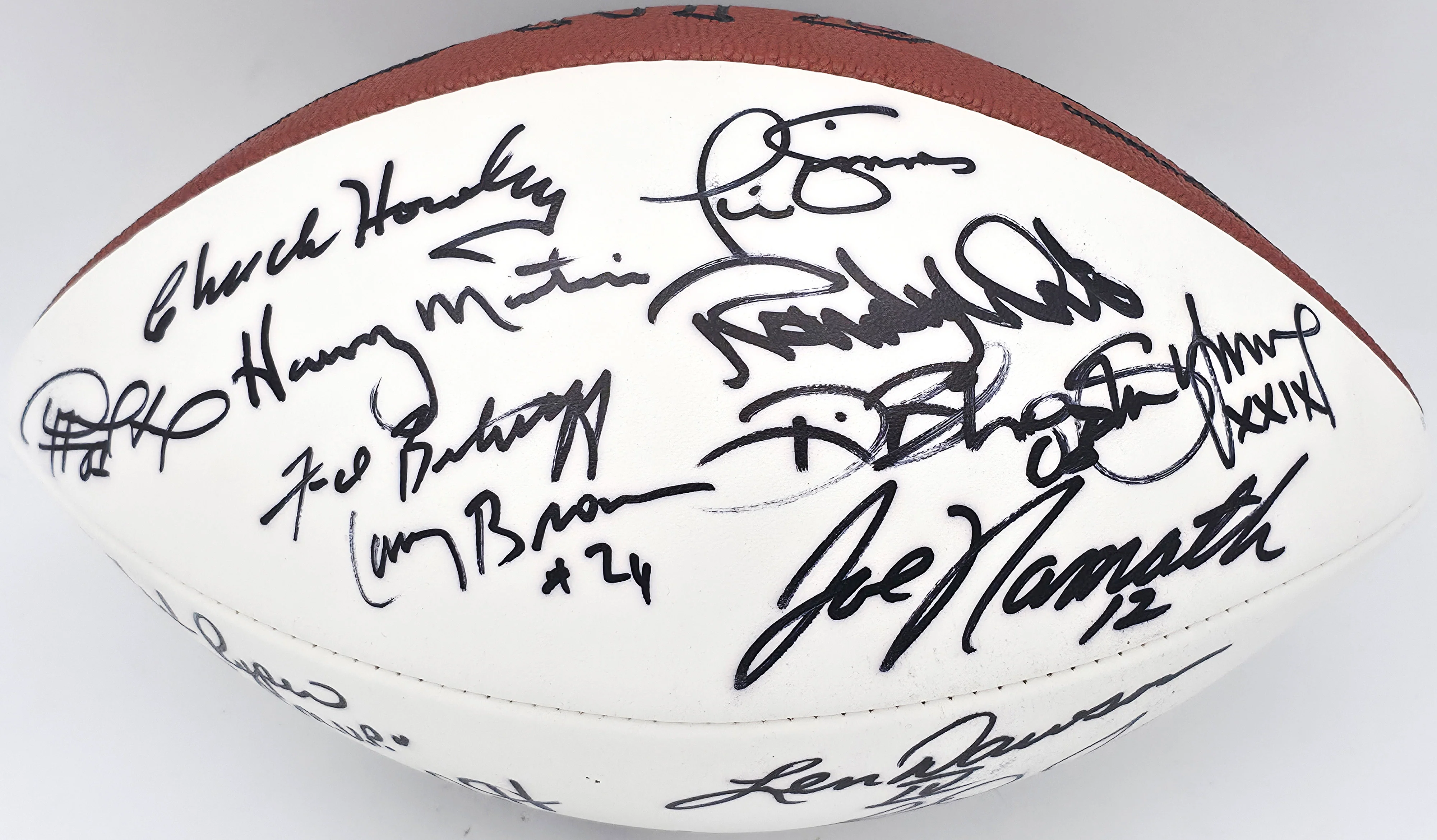 Super Bowl MVP's Autographed Official White Wilson NFL Football With 16 Signatures including Joe Namath PSA/DNA #AB10151
