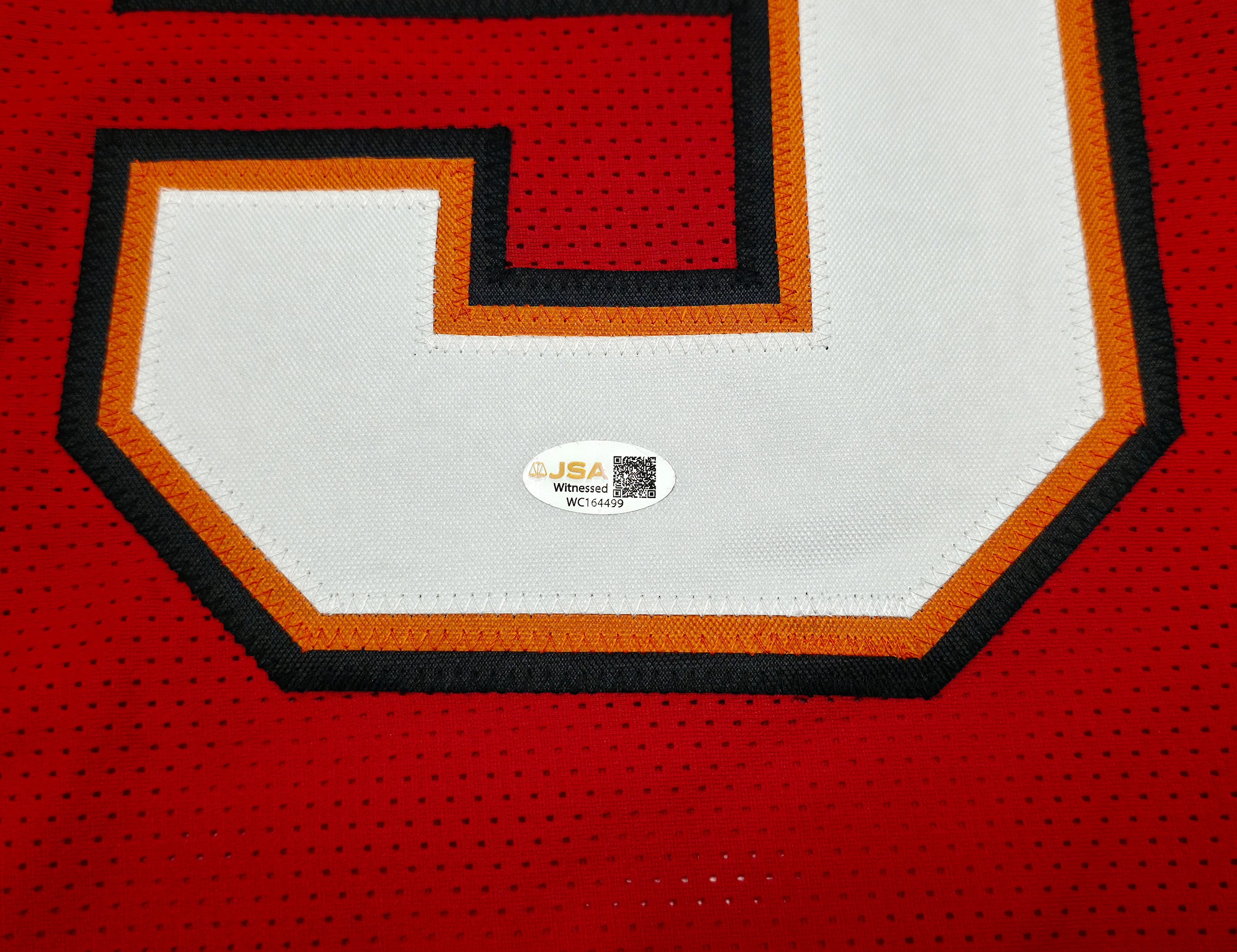 Tampa Bay Buccaneers Tez Johnson Autographed Red Jersey JSA Witness Stock #256793 - Image 4