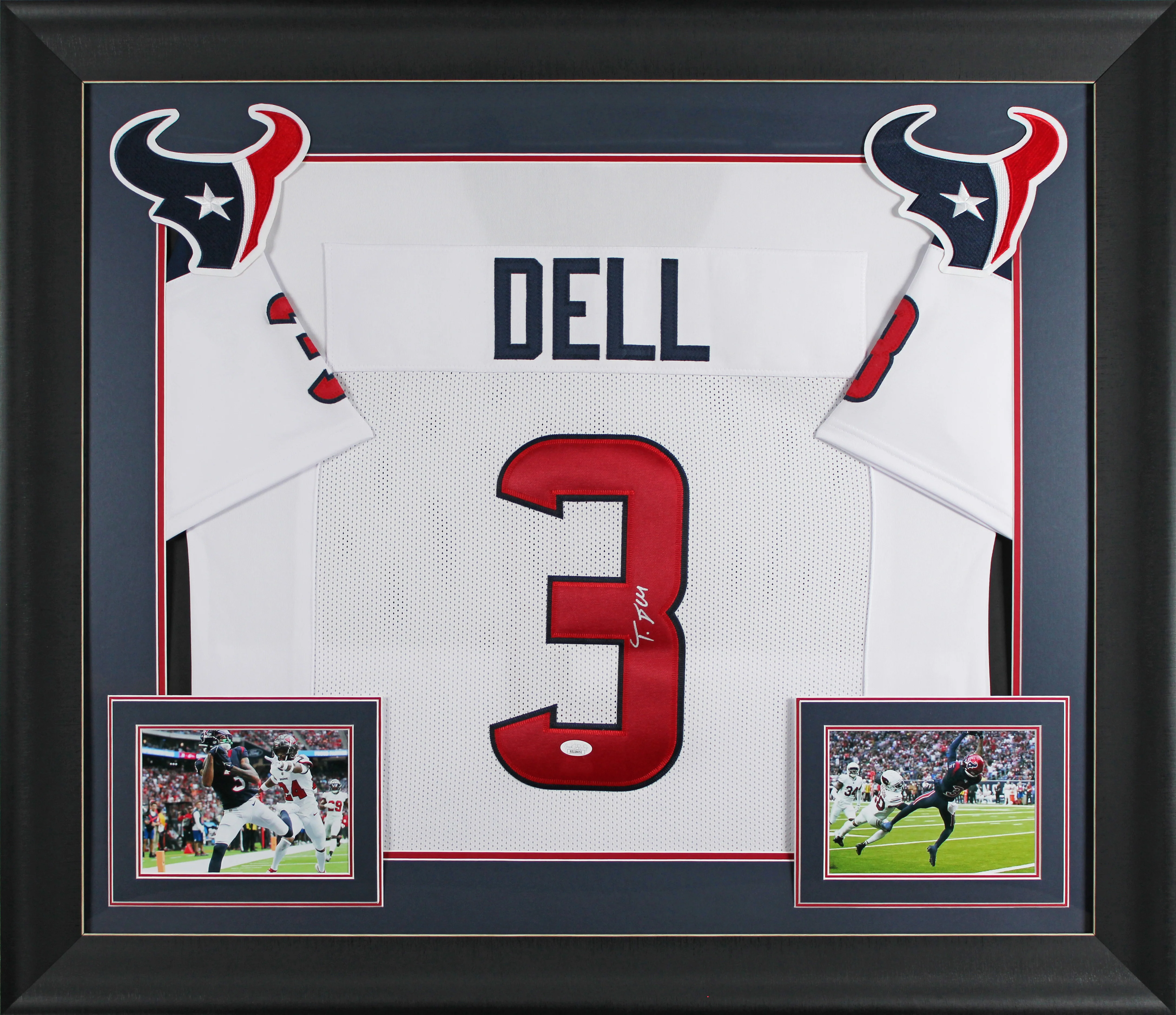 Tank Dell Authentic Signed White Pro Style Framed Jersey BAS Witnessed - Image 2