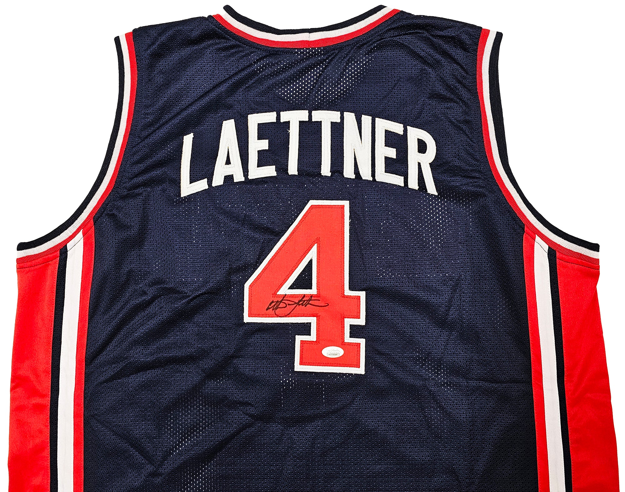 Team USA Christian Laettner Autographed Blue Jersey JSA Stock #215710 - Image 3