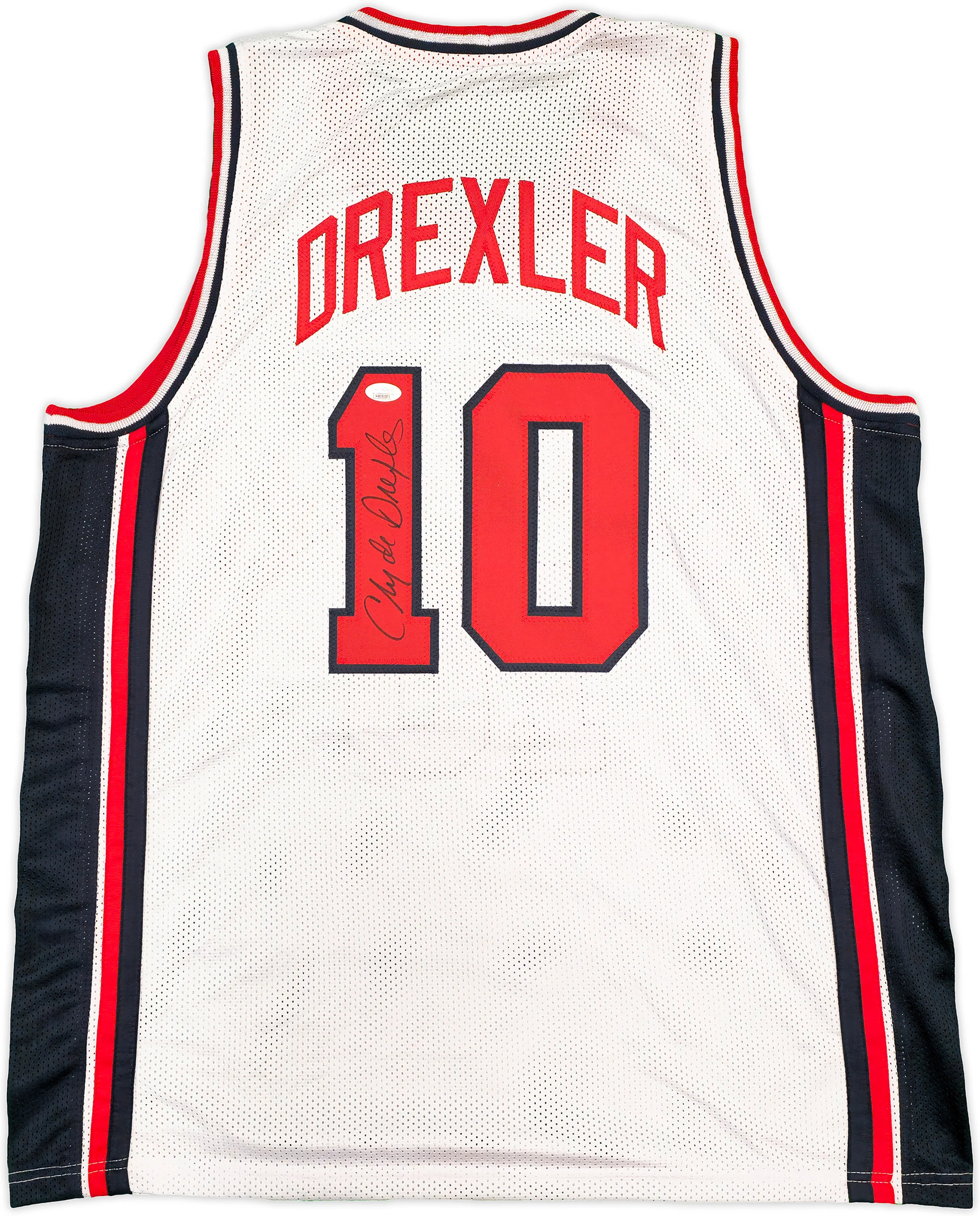 Team USA Clyde Drexler Autographed White Jersey JSA Stock #228813 - Image 2