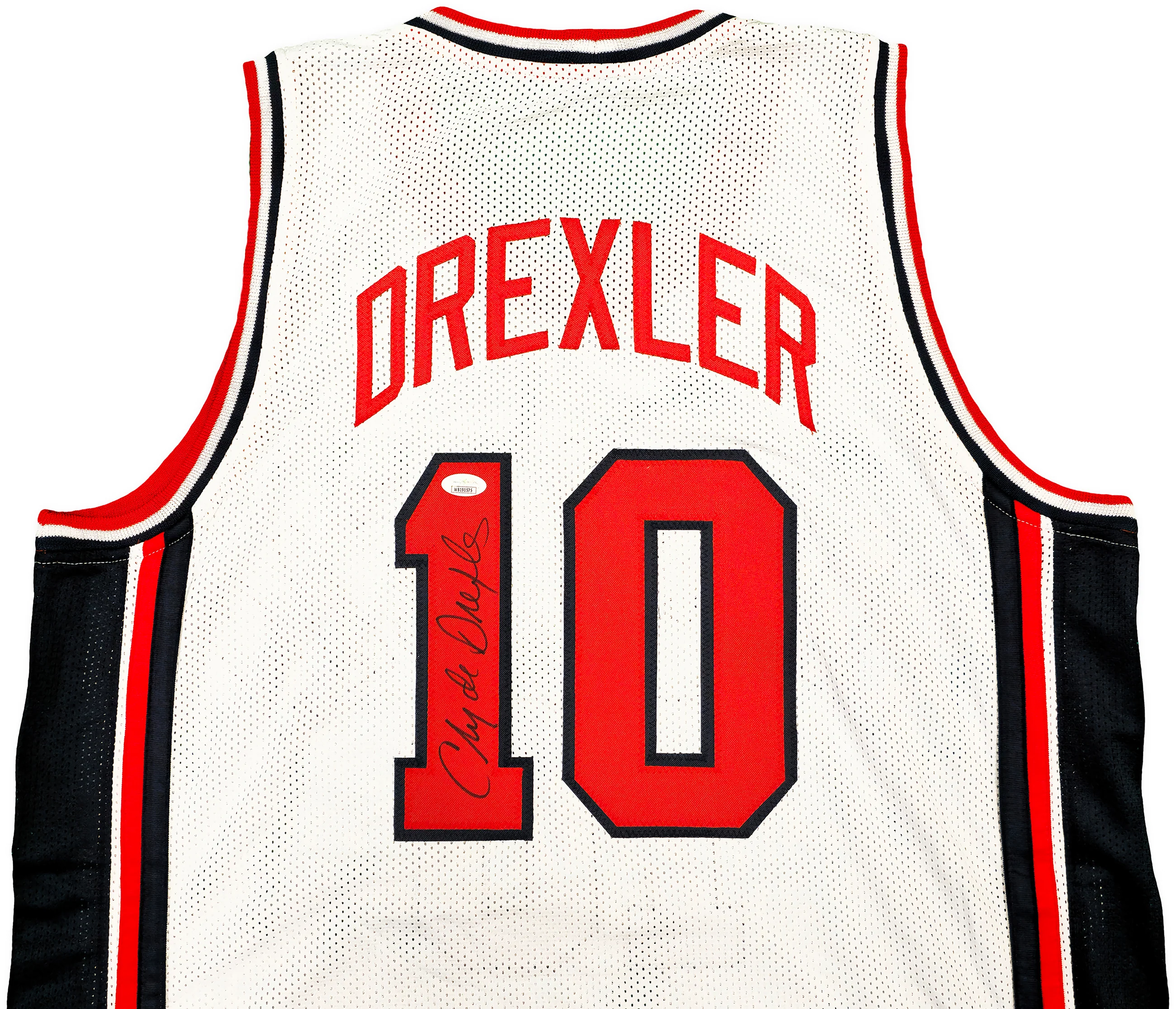Team USA Clyde Drexler Autographed White Jersey JSA Stock #228813 - Image 3