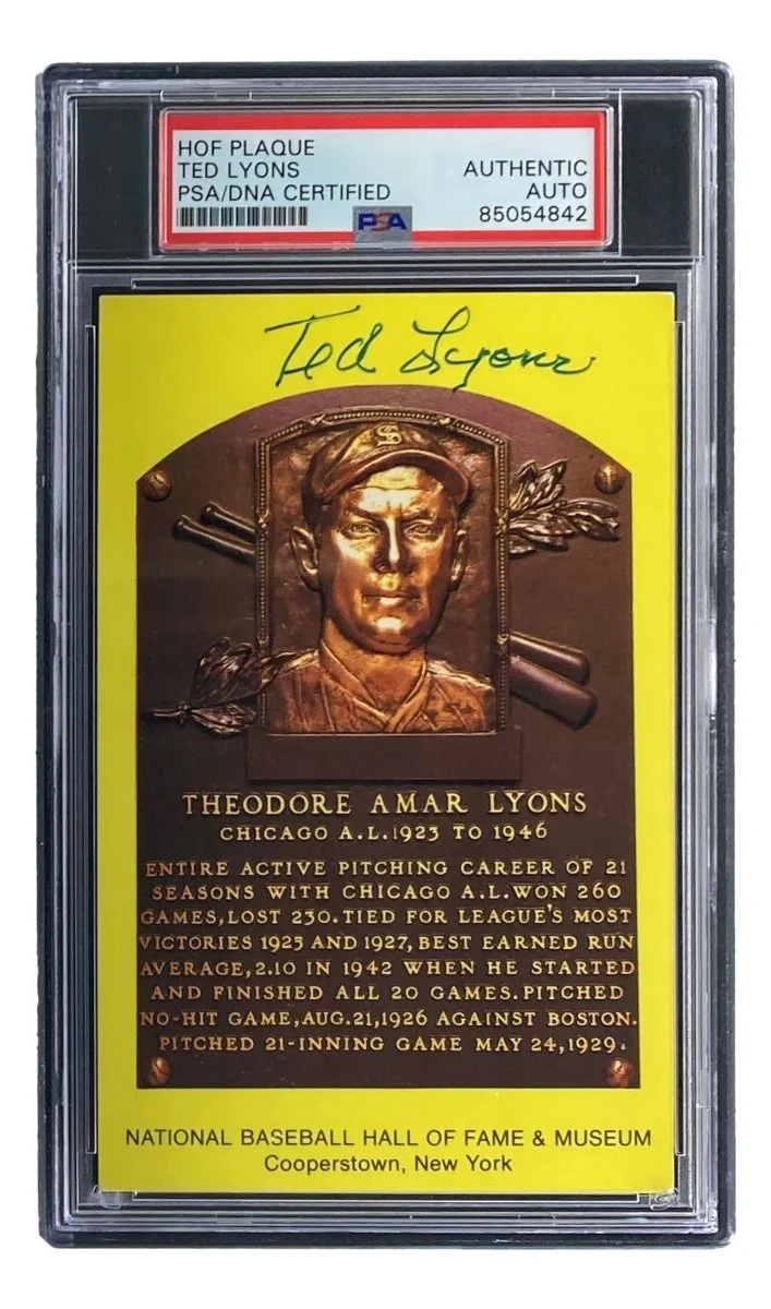 Ted Lyons Signed 4x6 Chicago White Sox HOF Plaque Card PSA/DNA 85054842 - Image 3