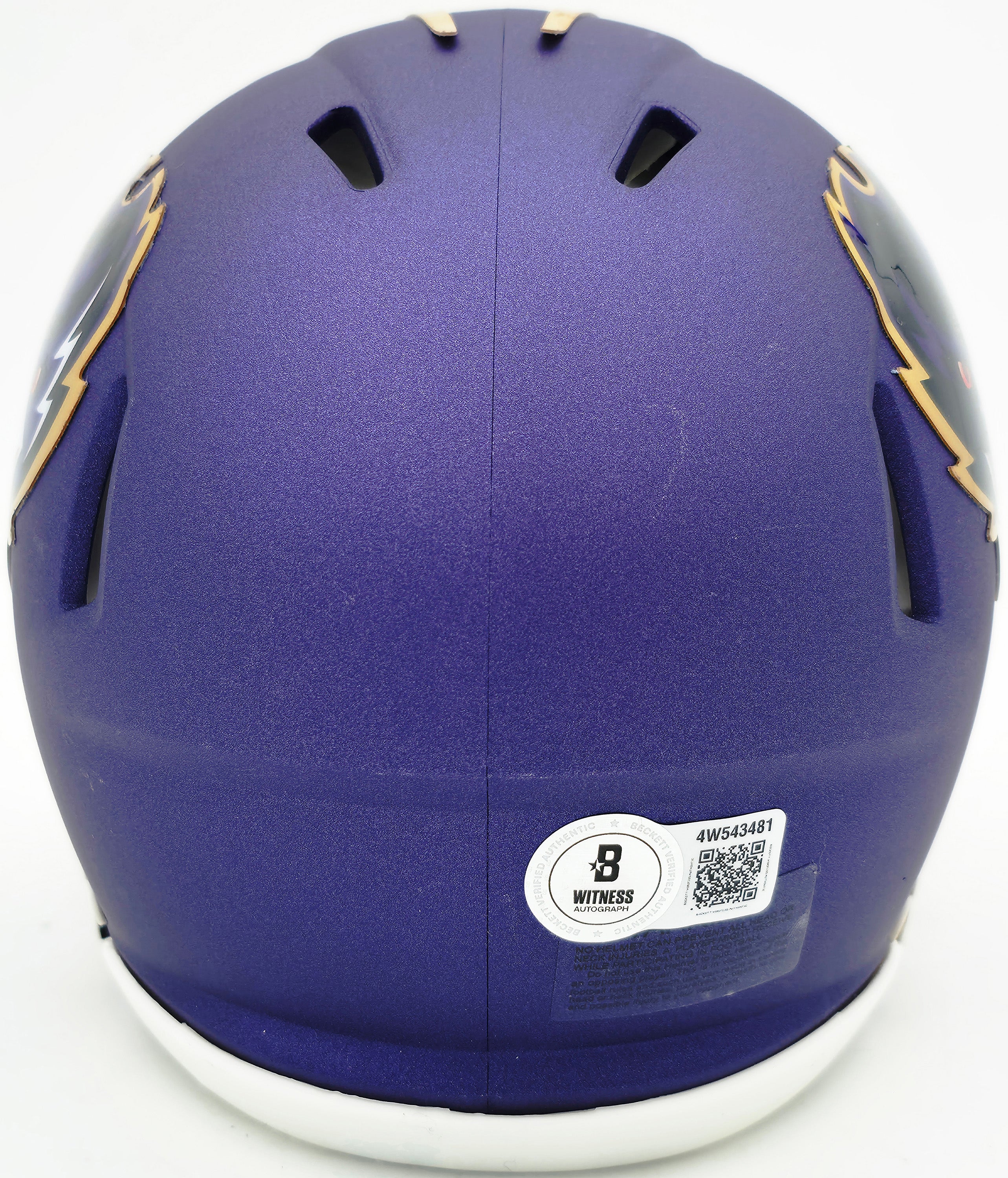 Terrell Suggs Autographed Baltimore Ravens 2024 Alternate Purple Speed Mini Helmet Beckett BAS Witness Stock #261448 - Image 4