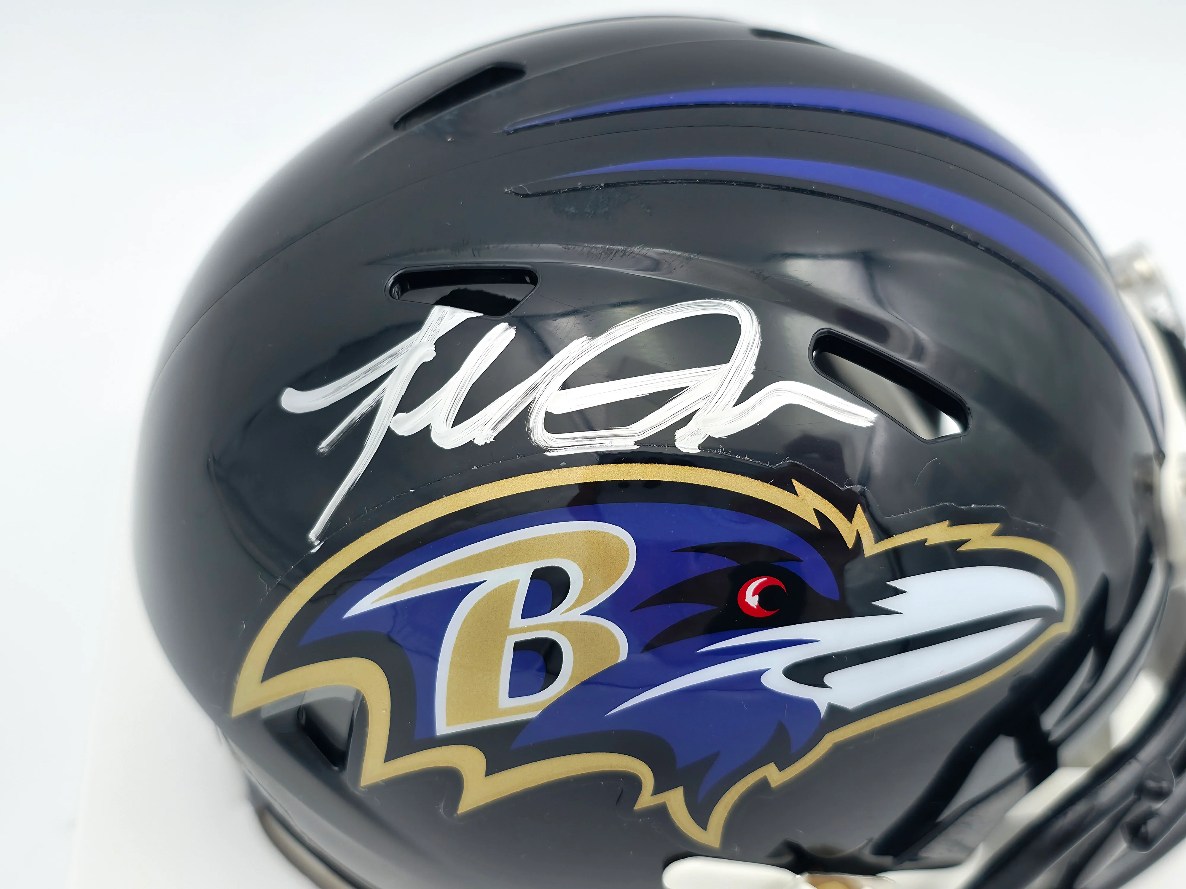 Terrell Suggs Autographed Baltimore Ravens Black Speed Mini Helmet Beckett BAS Witness #2W637321 - Image 2