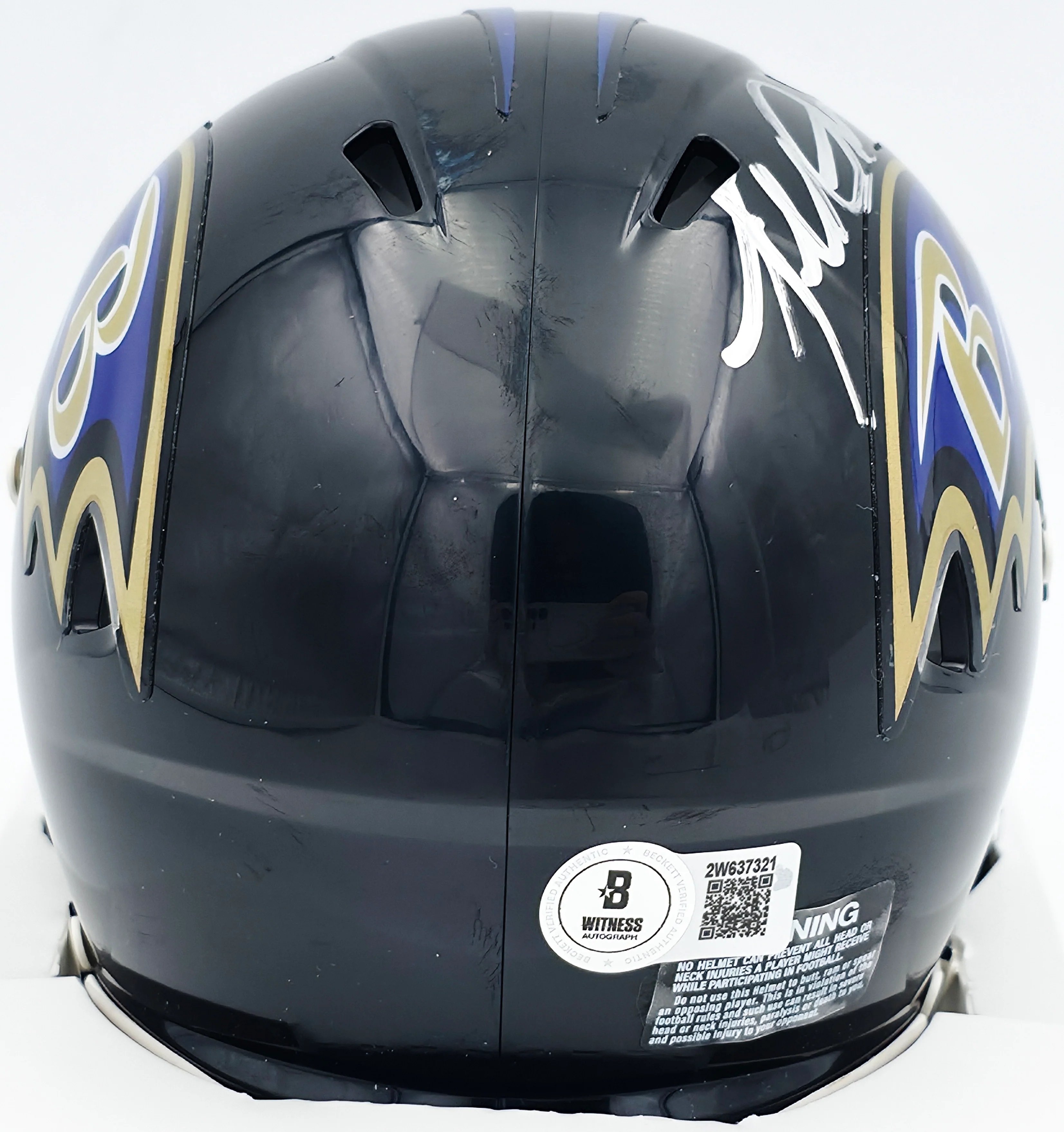Terrell Suggs Autographed Baltimore Ravens Black Speed Mini Helmet Beckett BAS Witness #2W637321 - Image 4