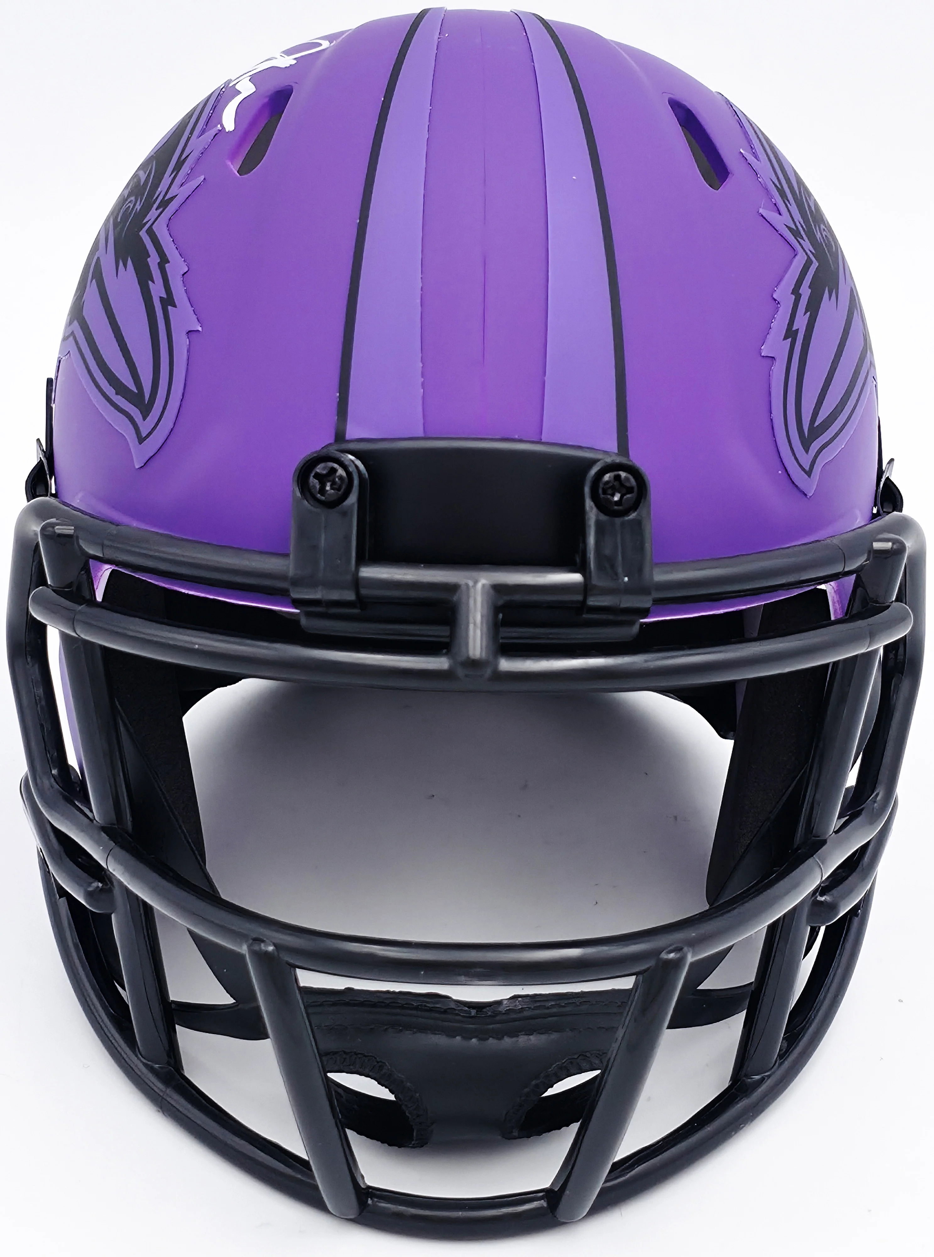 Terrell Suggs Autographed Baltimore Ravens Purple Speed Rave Mini Helmet Beckett BAS Witness Stock #241396 - Image 3