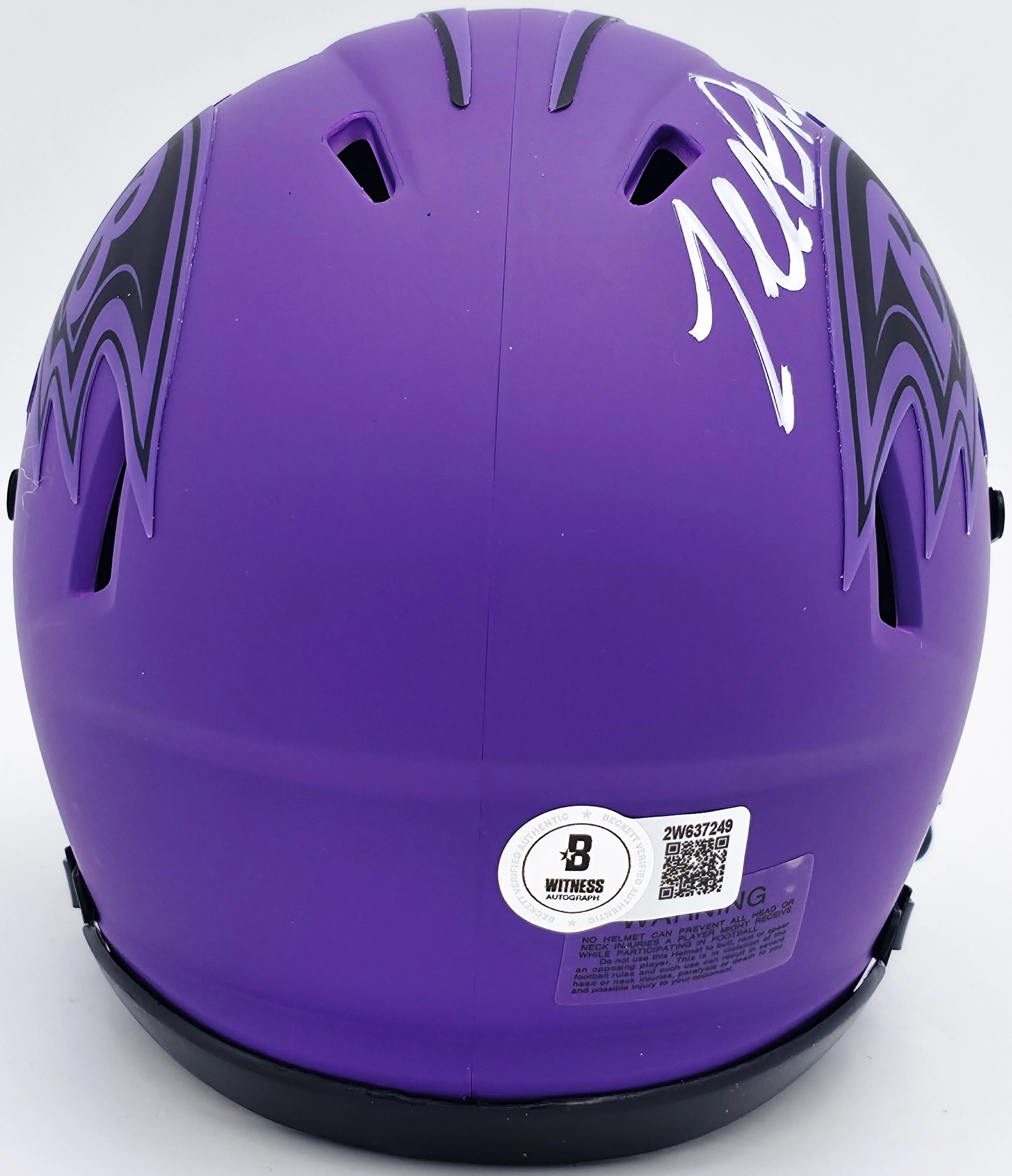 Terrell Suggs Autographed Baltimore Ravens Purple Speed Rave Mini Helmet Beckett BAS Witness Stock #241396 - Image 4