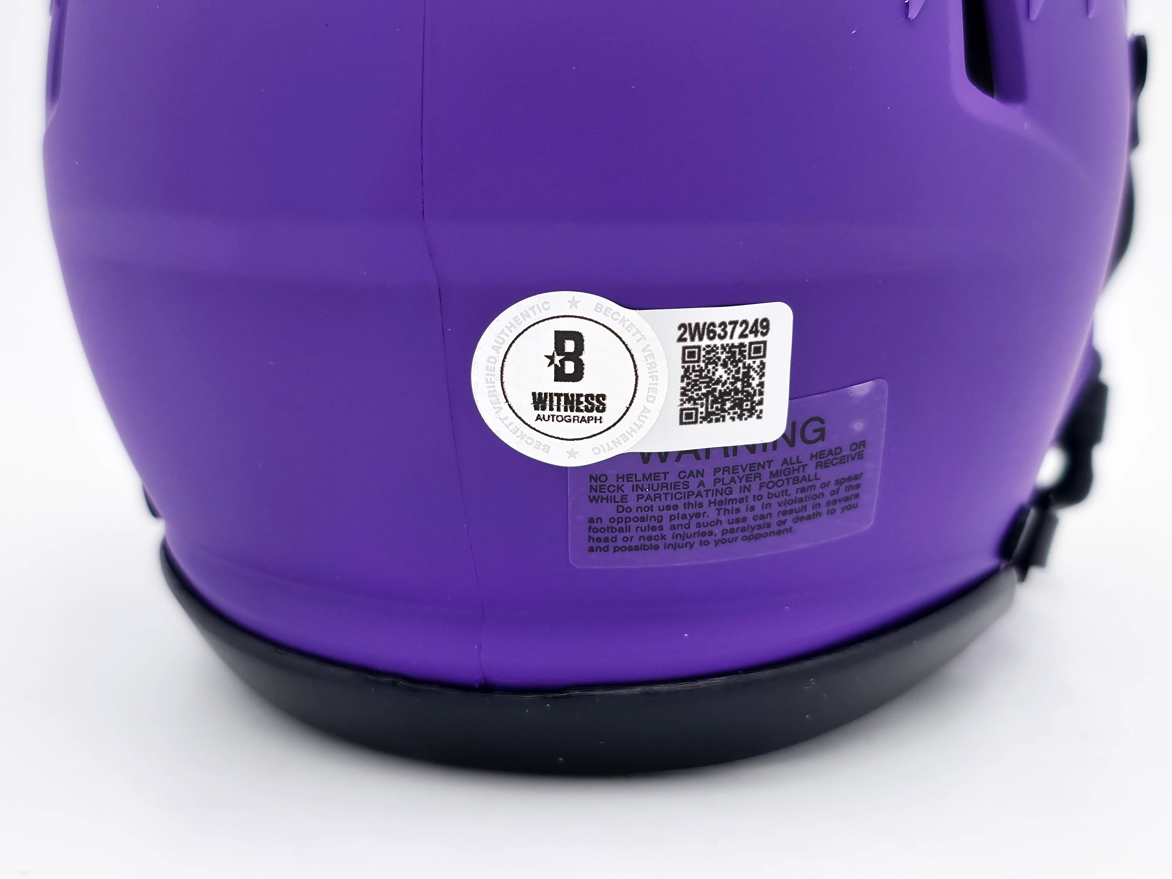 Terrell Suggs Autographed Baltimore Ravens Purple Speed Rave Mini Helmet Beckett BAS Witness Stock #241396 - Image 5