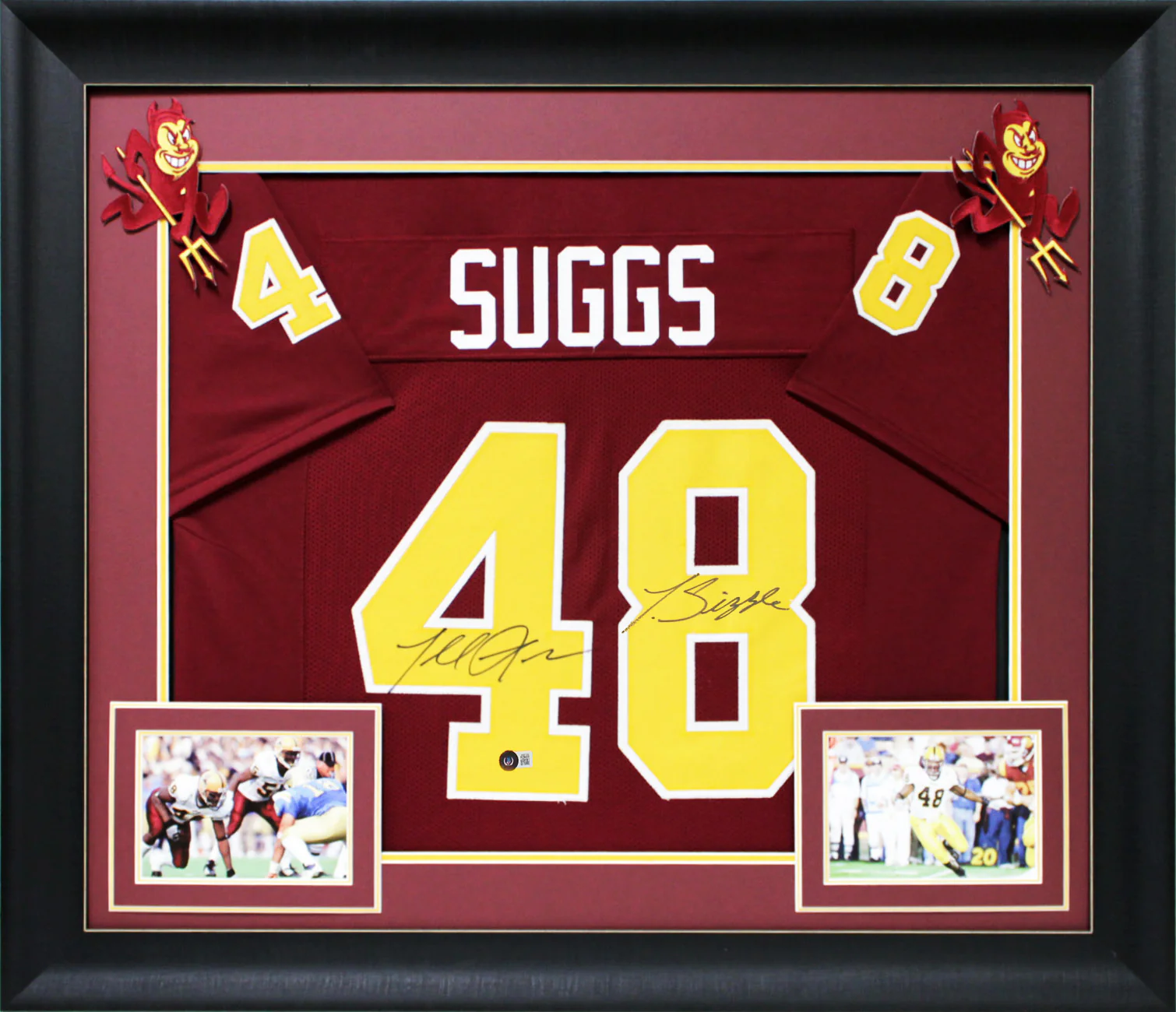 Terrell Suggs "T-Sizzle" Signed Maroon Pro Style Framed Jersey BAS Witnessed - Image 2