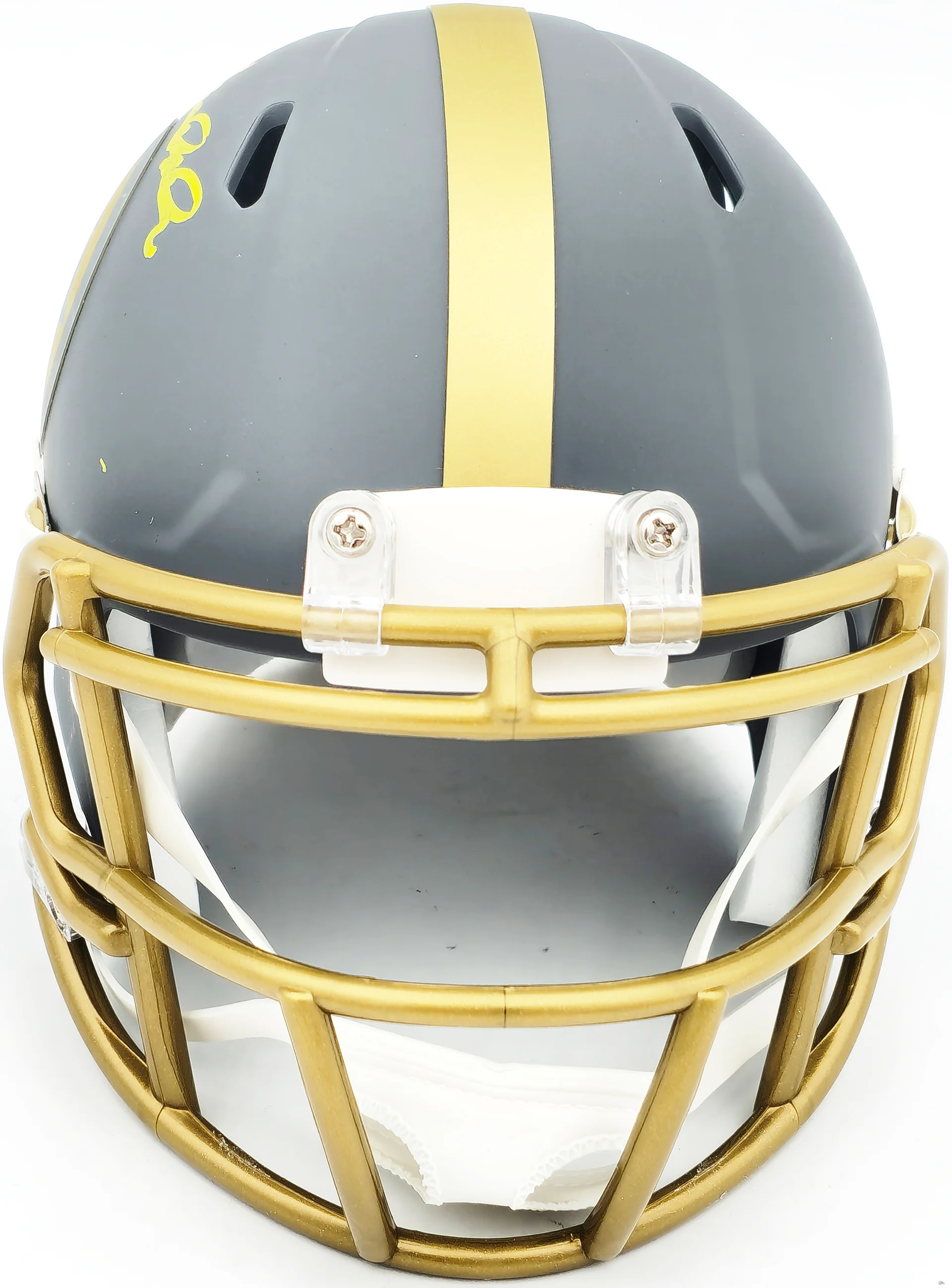Terry Bradshaw Autographed Pittsburgh Steelers Slate Gray Speed Mini Helmet Beckett BAS Witness Stock #230083 - Image 3