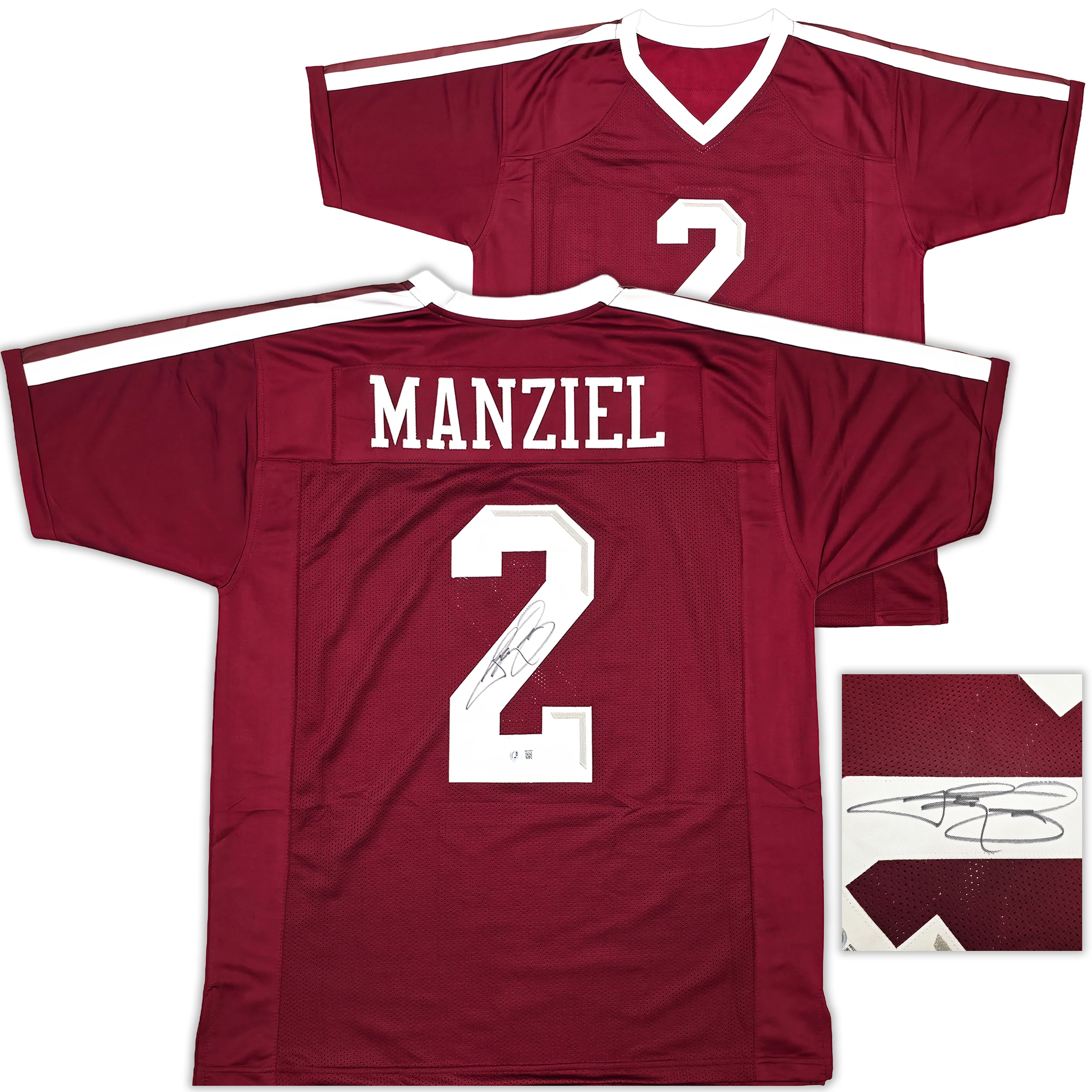 Texas A&M Aggies Johnny Manziel Autographed Maroon Jersey Beckett BAS Witness Stock #262054