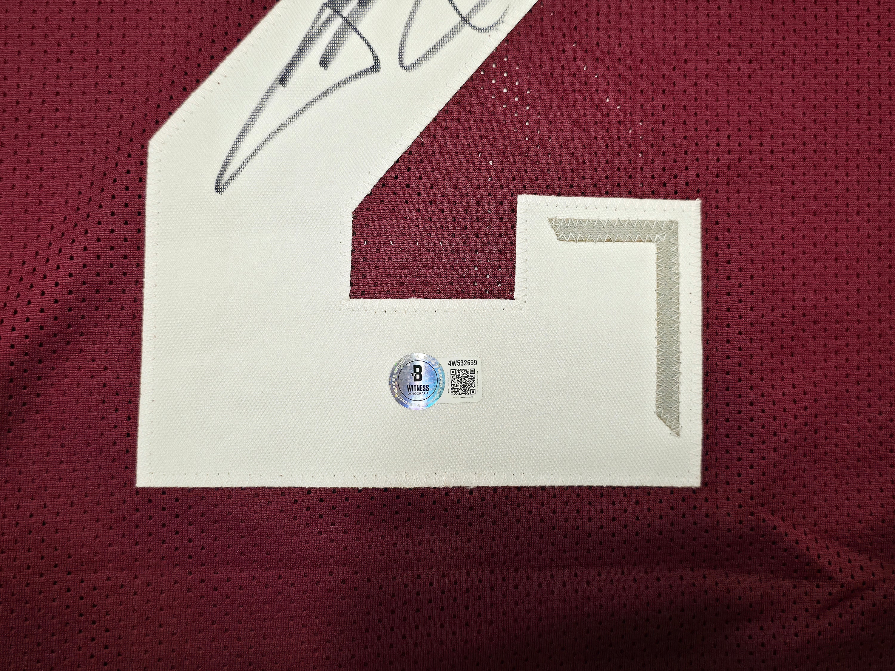 Texas A&M Aggies Johnny Manziel Autographed Maroon Jersey Beckett BAS Witness Stock #262054 - Image 5