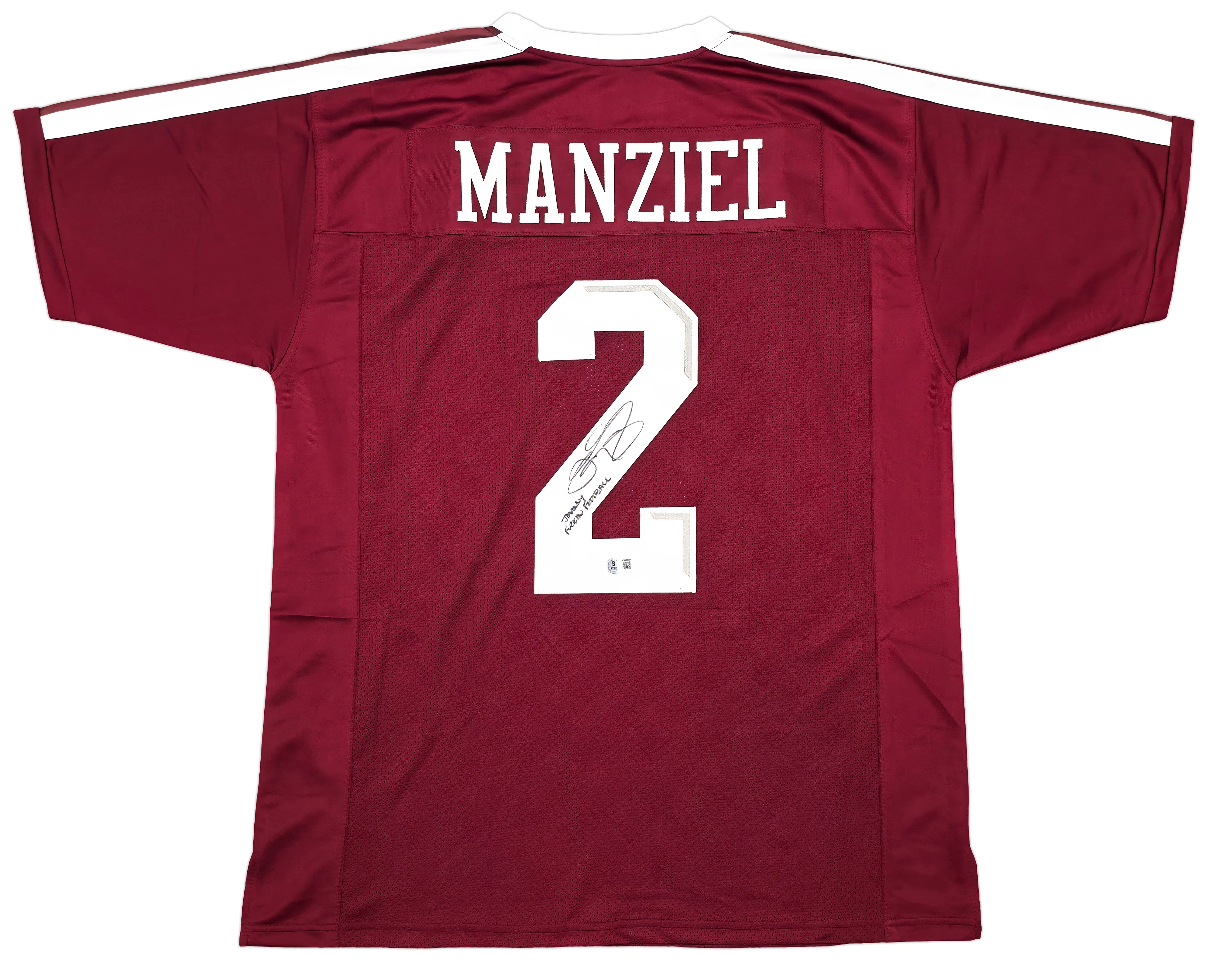 Texas A&M Aggies Johnny Manziel Autographed Maroon Jersey "Johnny F'cking Football" Beckett BAS Witness Stock #262052 - Image 2