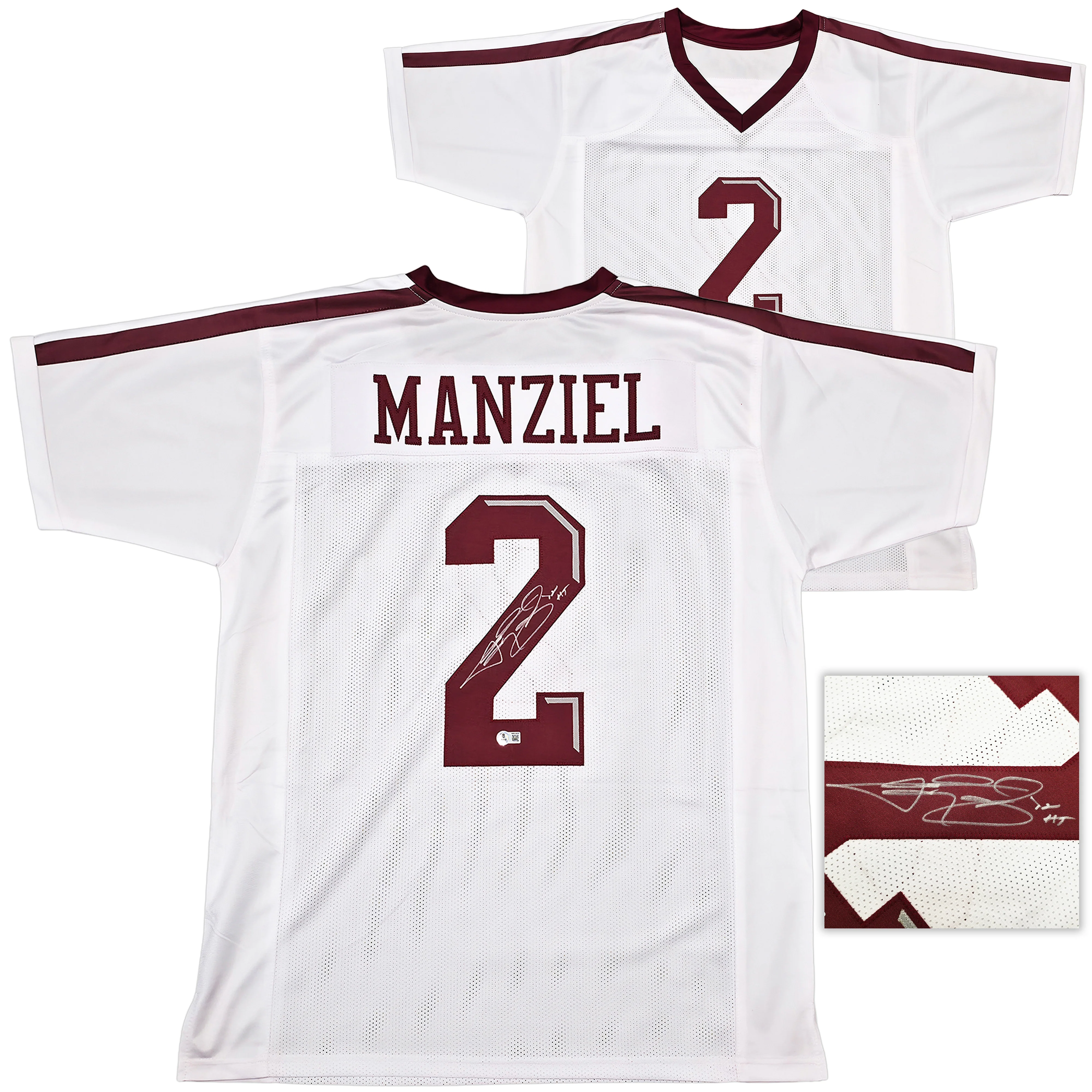 Texas A&M Aggies Johnny Manziel Autographed White Jersey "12 HT" Beckett BAS Witness Stock #262055