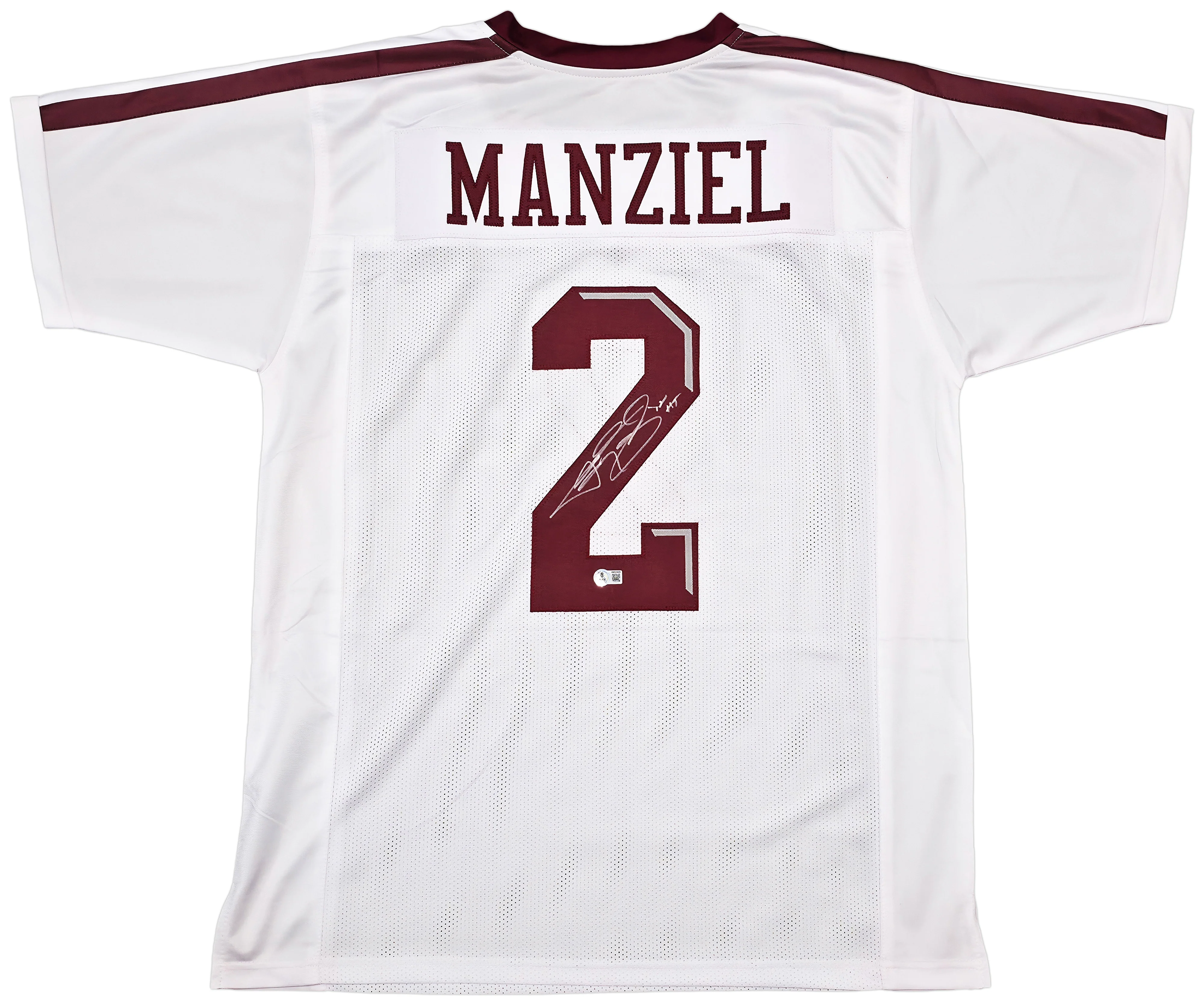 Texas A&M Aggies Johnny Manziel Autographed White Jersey "12 HT" Beckett BAS Witness Stock #262055 - Image 2