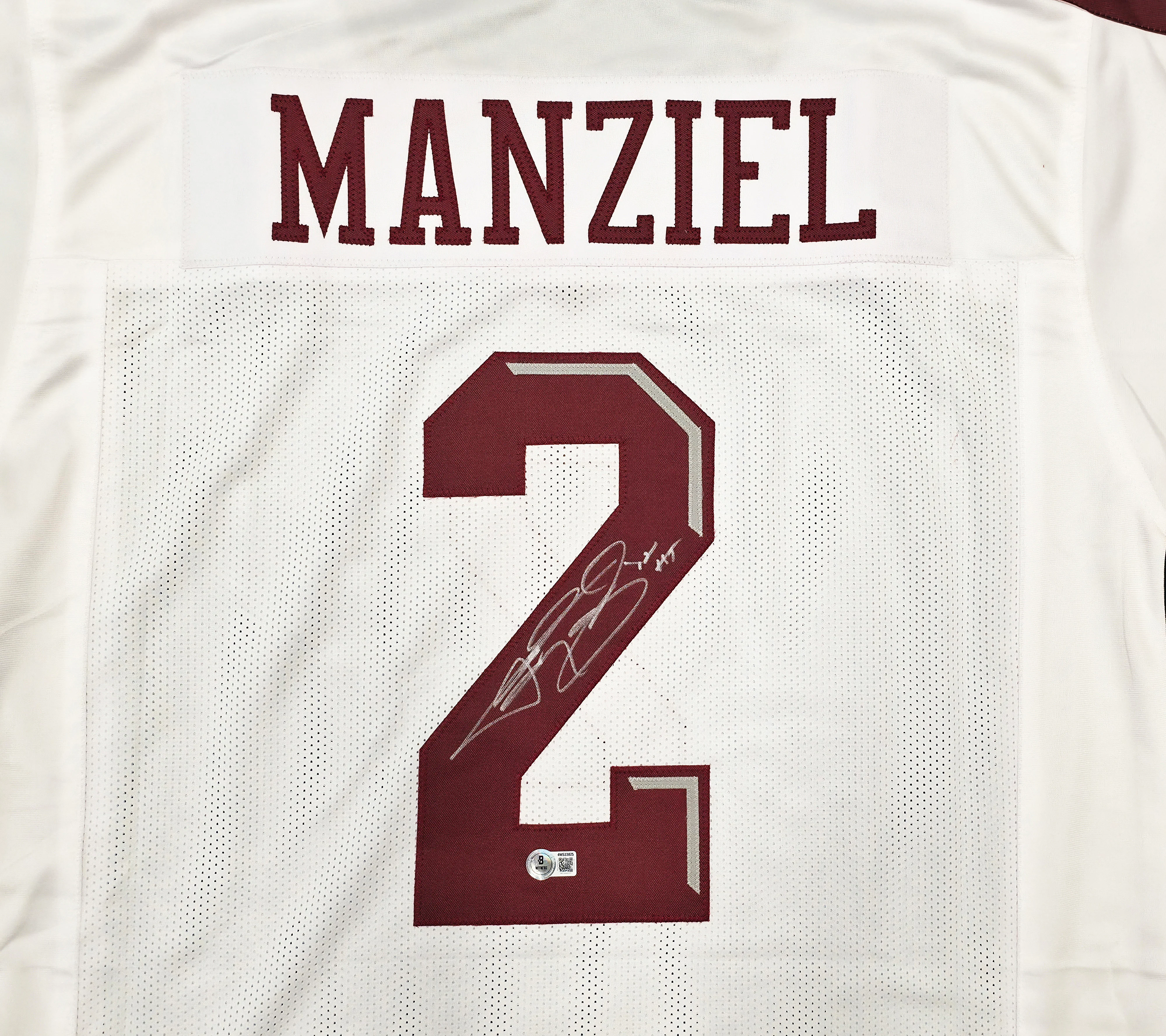 Texas A&M Aggies Johnny Manziel Autographed White Jersey "12 HT" Beckett BAS Witness Stock #262055 - Image 3
