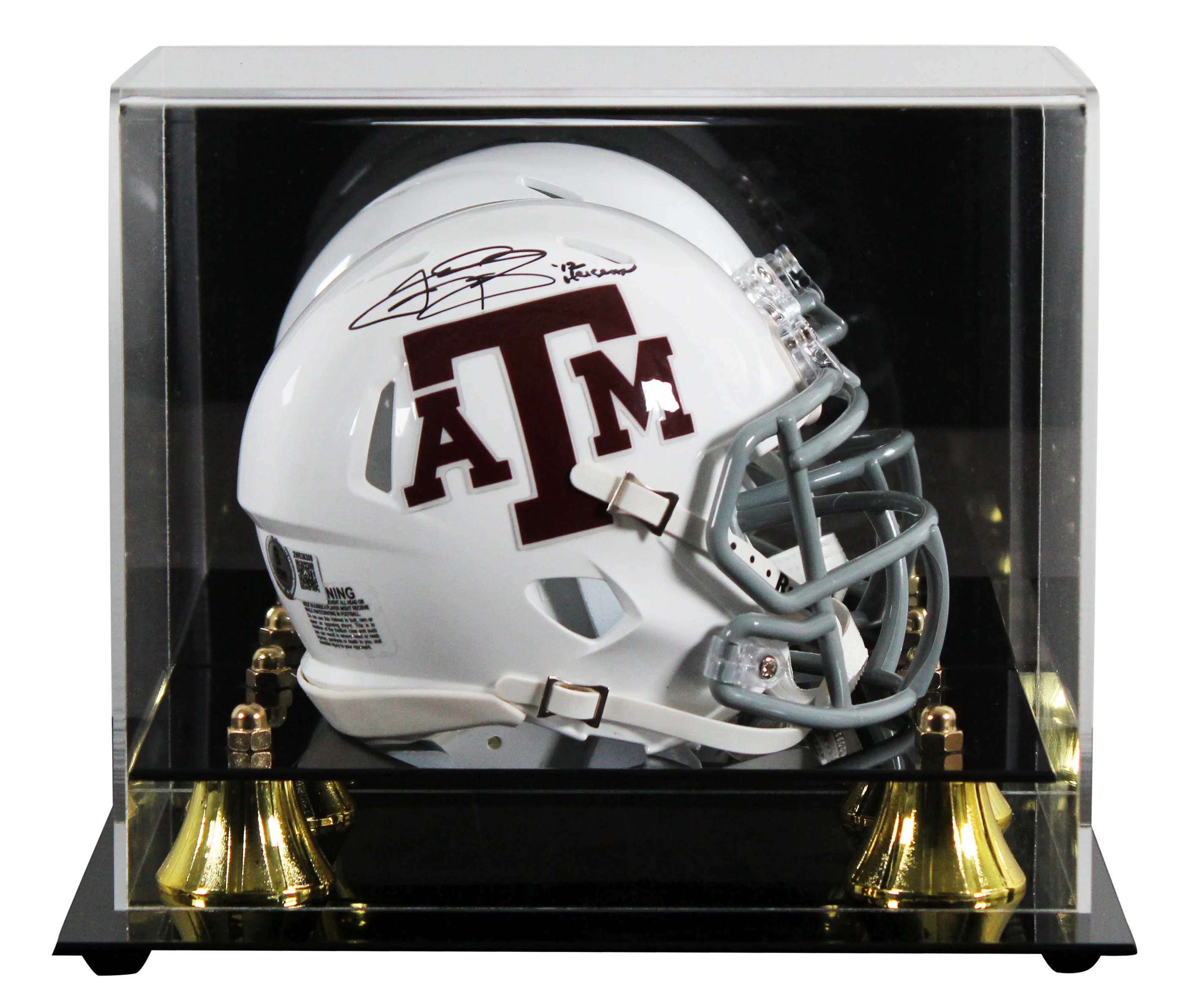 Texas A&M Johnny Manziel "12 HT" Signed White Speed Mini Helmet W/ Case BAS Wit - Image 2