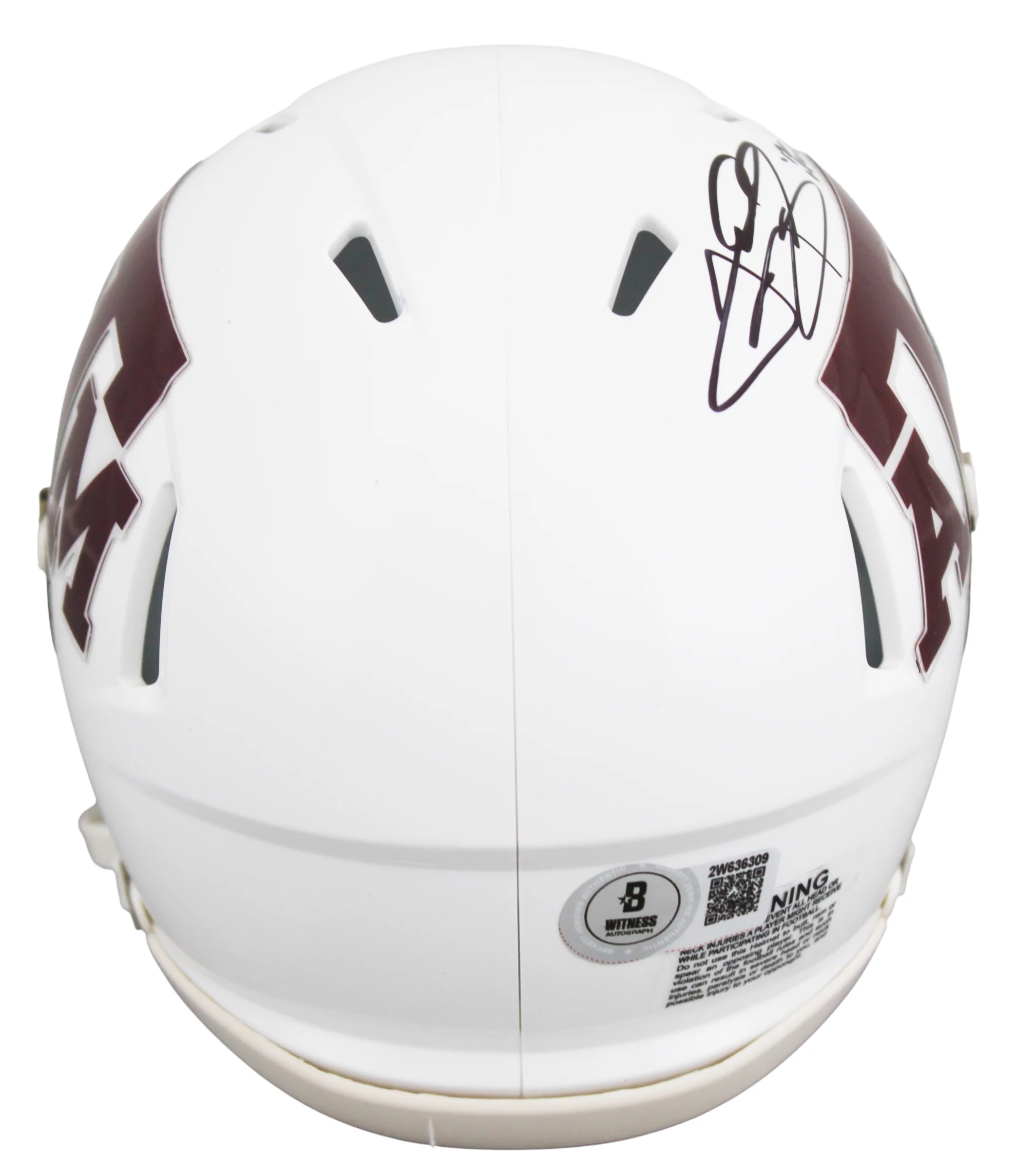 Texas A&M Johnny Manziel "12 HT" Signed White Speed Mini Helmet W/ Case BAS Wit - Image 4