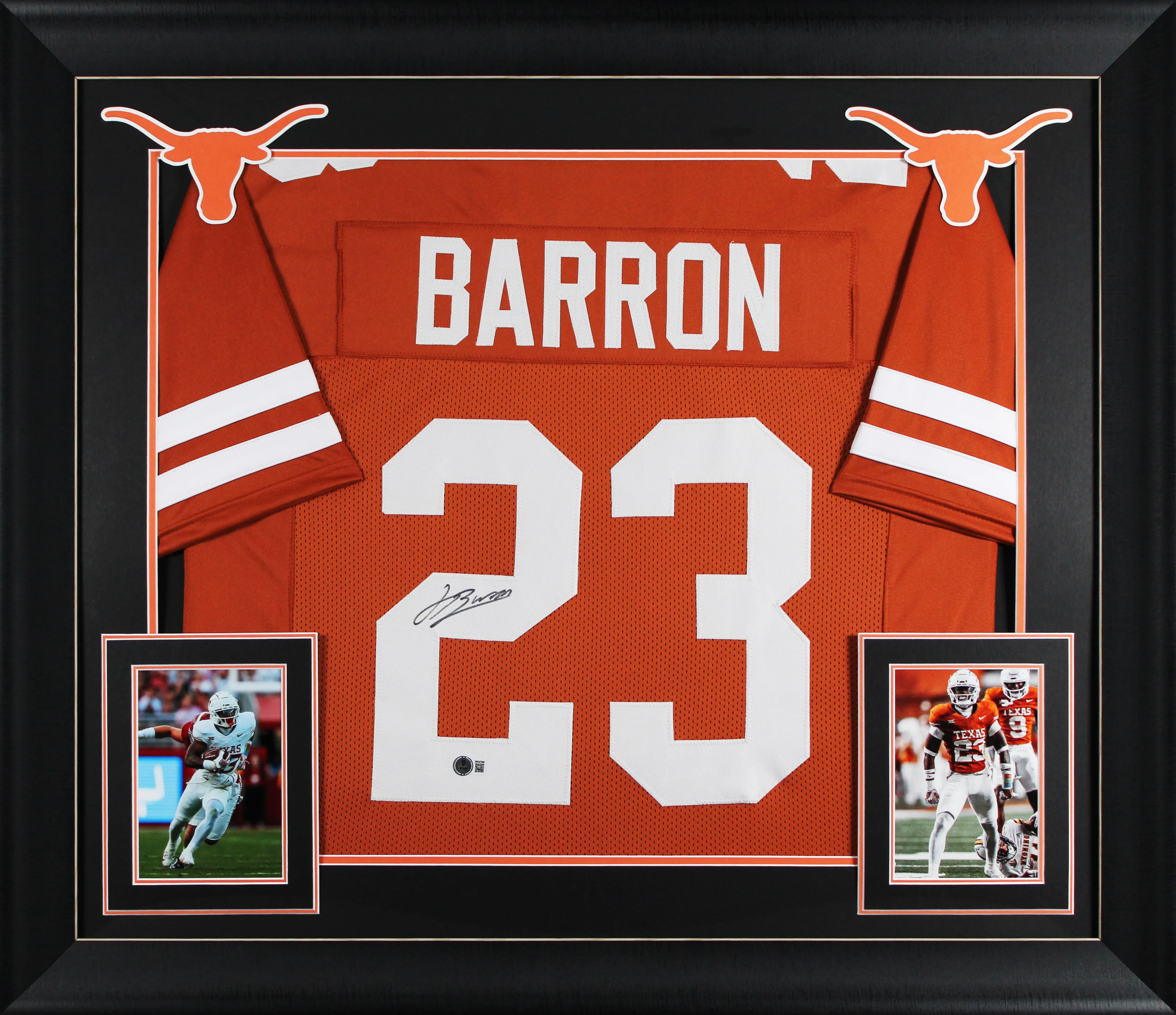 Texas Jahdae Barron Signed Burnt Orange Pro Style Framed Jersey BAS Witnessed