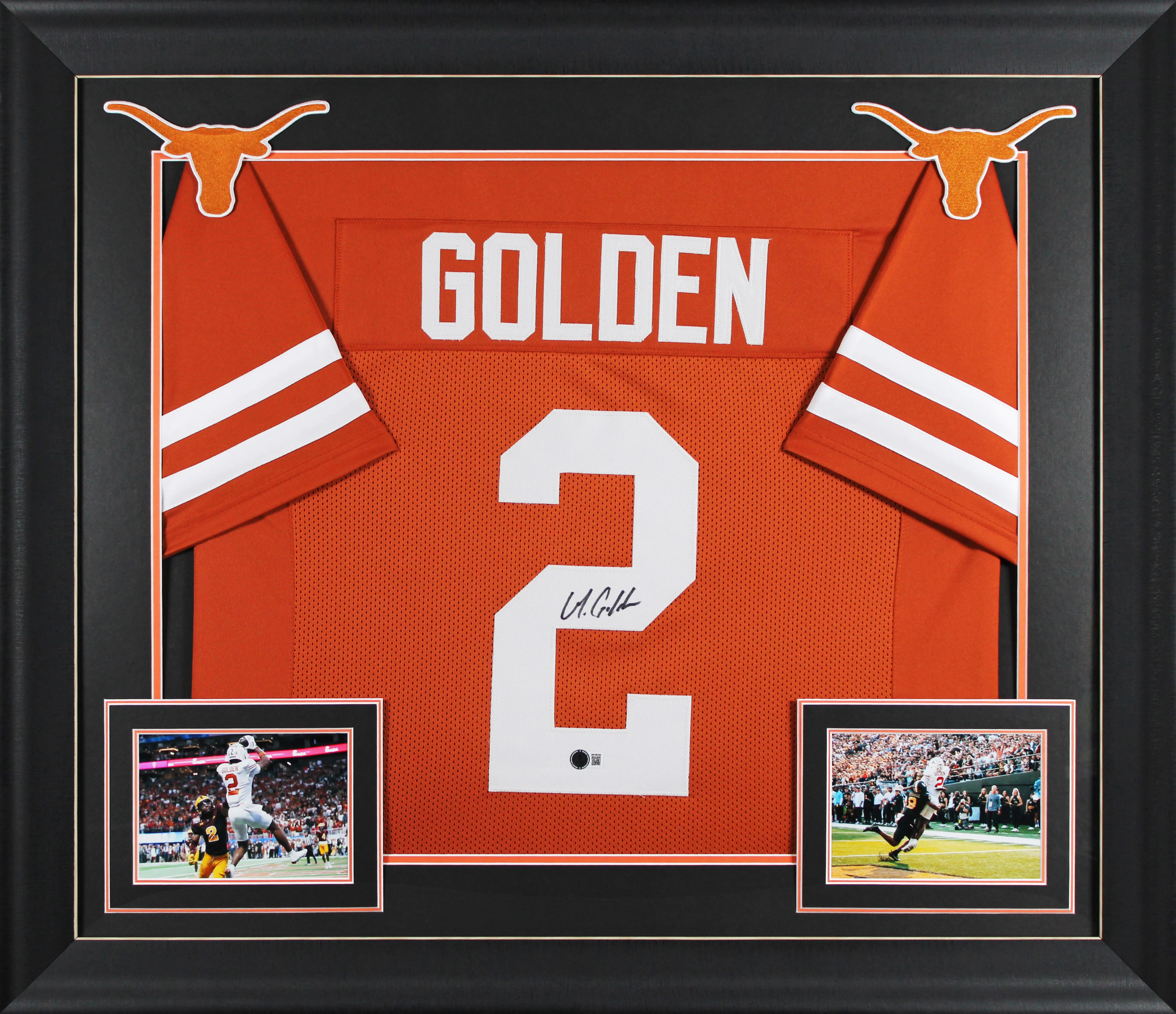 Texas Matthew Golden Signed Burnt Orange Pro Style Framed Jersey BAS Witnessed - Image 2