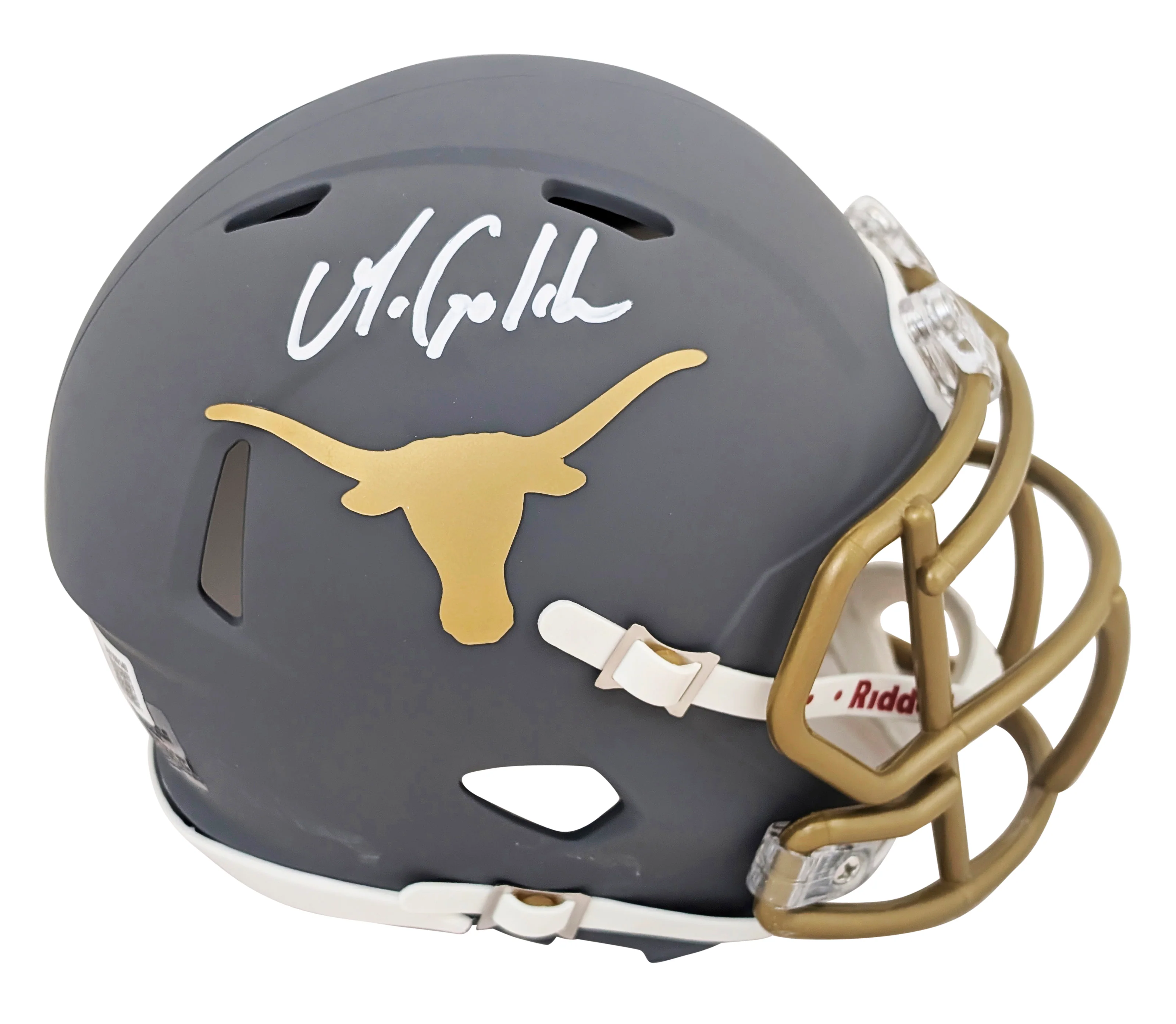 Texas Matthew Golden Signed Slate Speed Mini Helmet W/ Case BAS Witnessed - Image 3