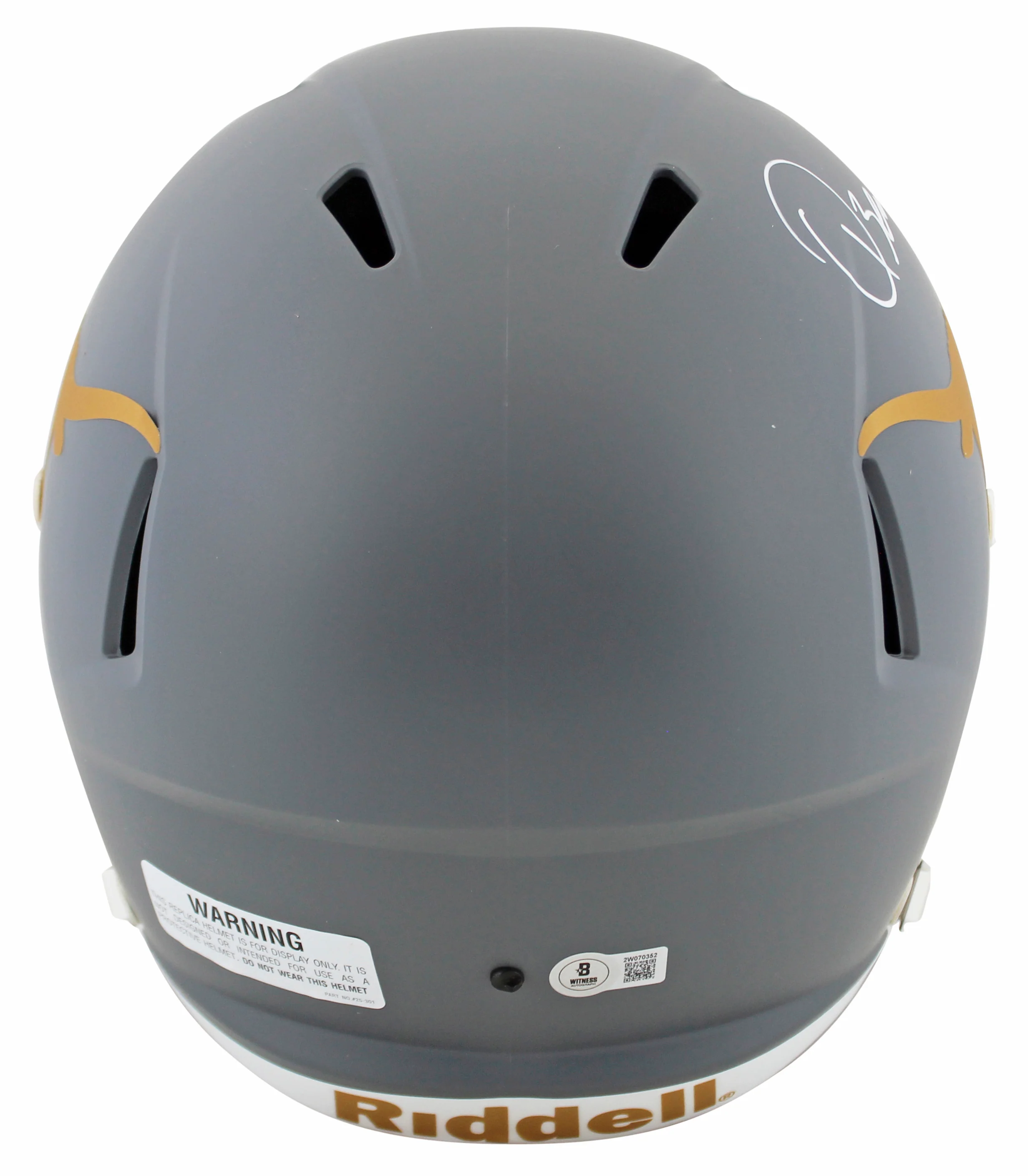 Texas Quinn Ewers Signed Slate Full Size Speed Rep Helmet w/ Case BAS Witnessed - Image 4