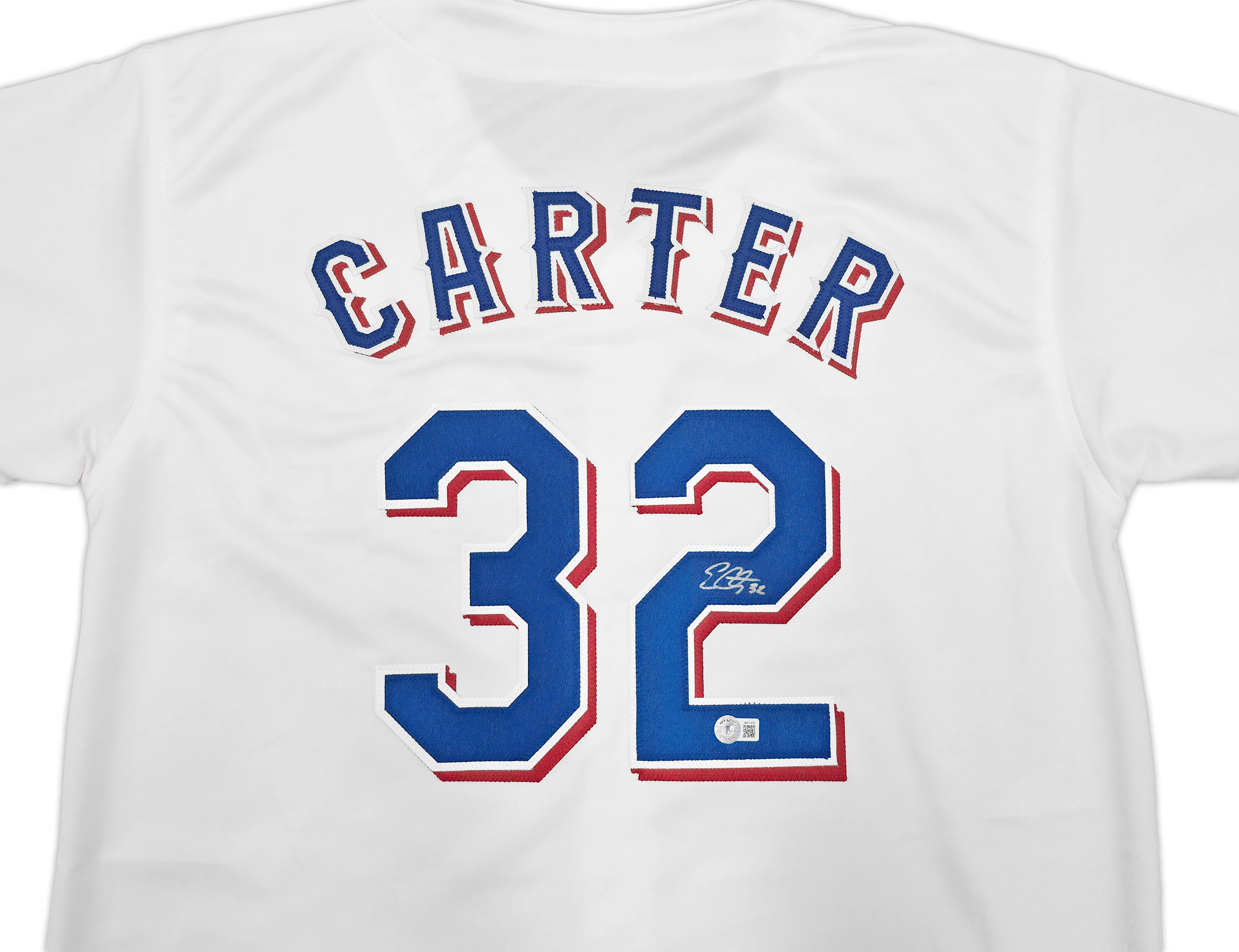Texas Rangers Evan Carter Autographed White Jersey Beckett BAS Witness Stock #253600 - Image 3