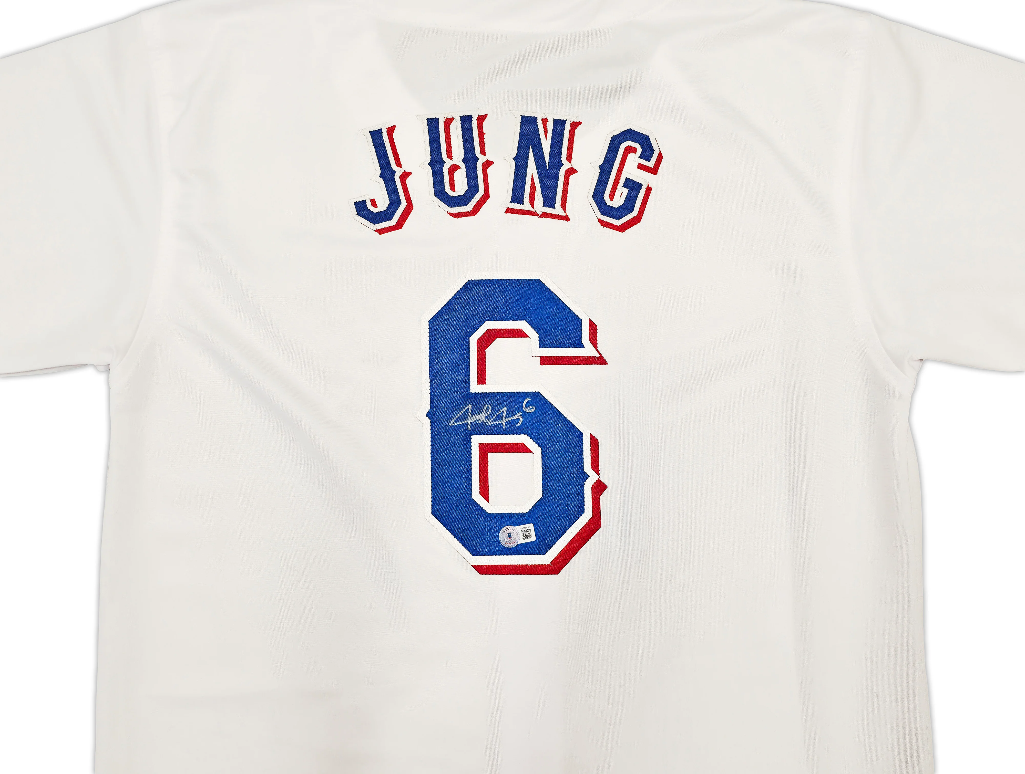Texas Rangers Josh Jung Autographed White Jersey Beckett BAS Witness Stock #253565 - Image 3