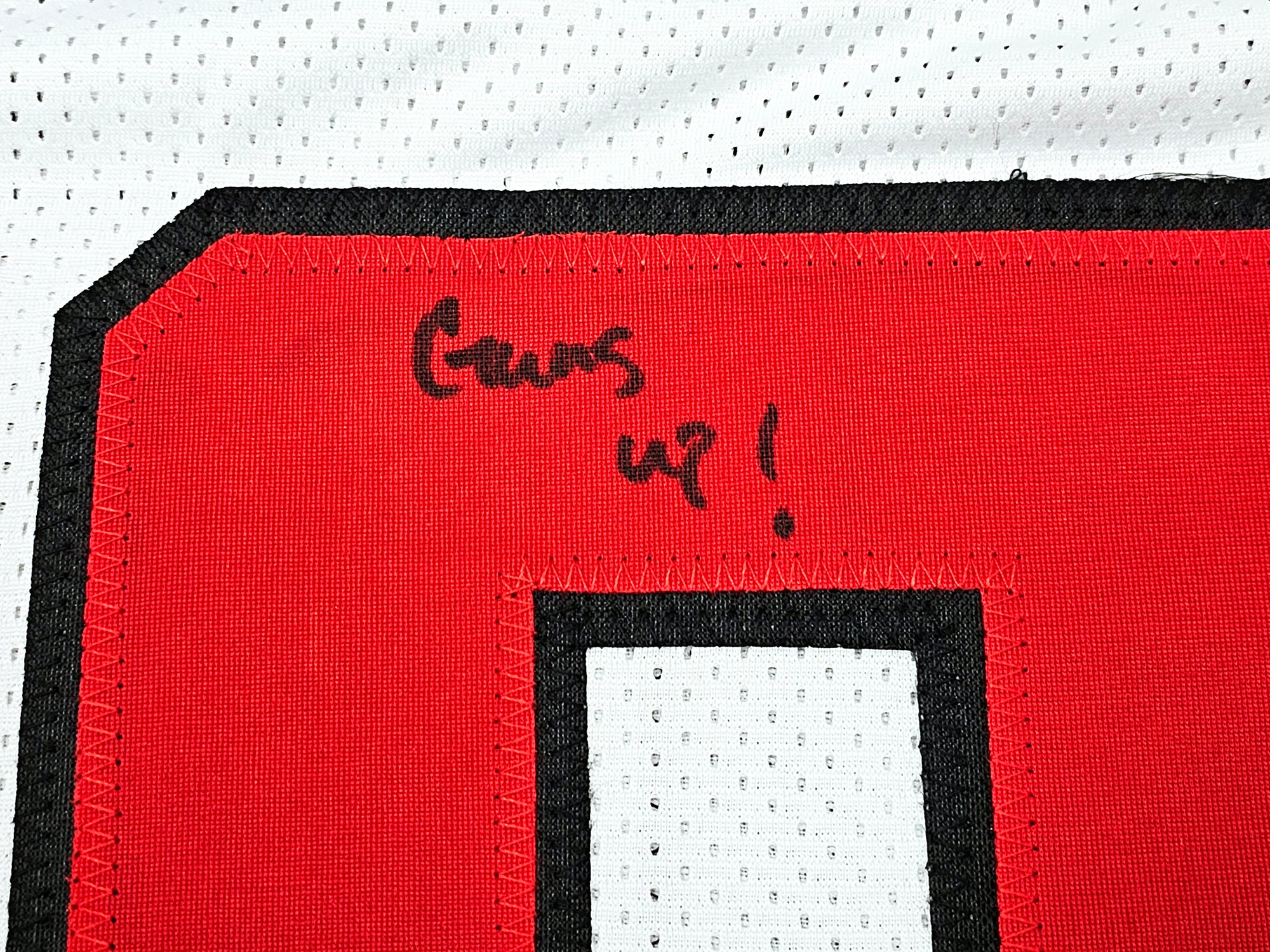 Texas Tech Red Raiders Tyree Wilson Autographed White Jersey "Guns Up" Beckett BAS Witness Stock #215906 - Image 5