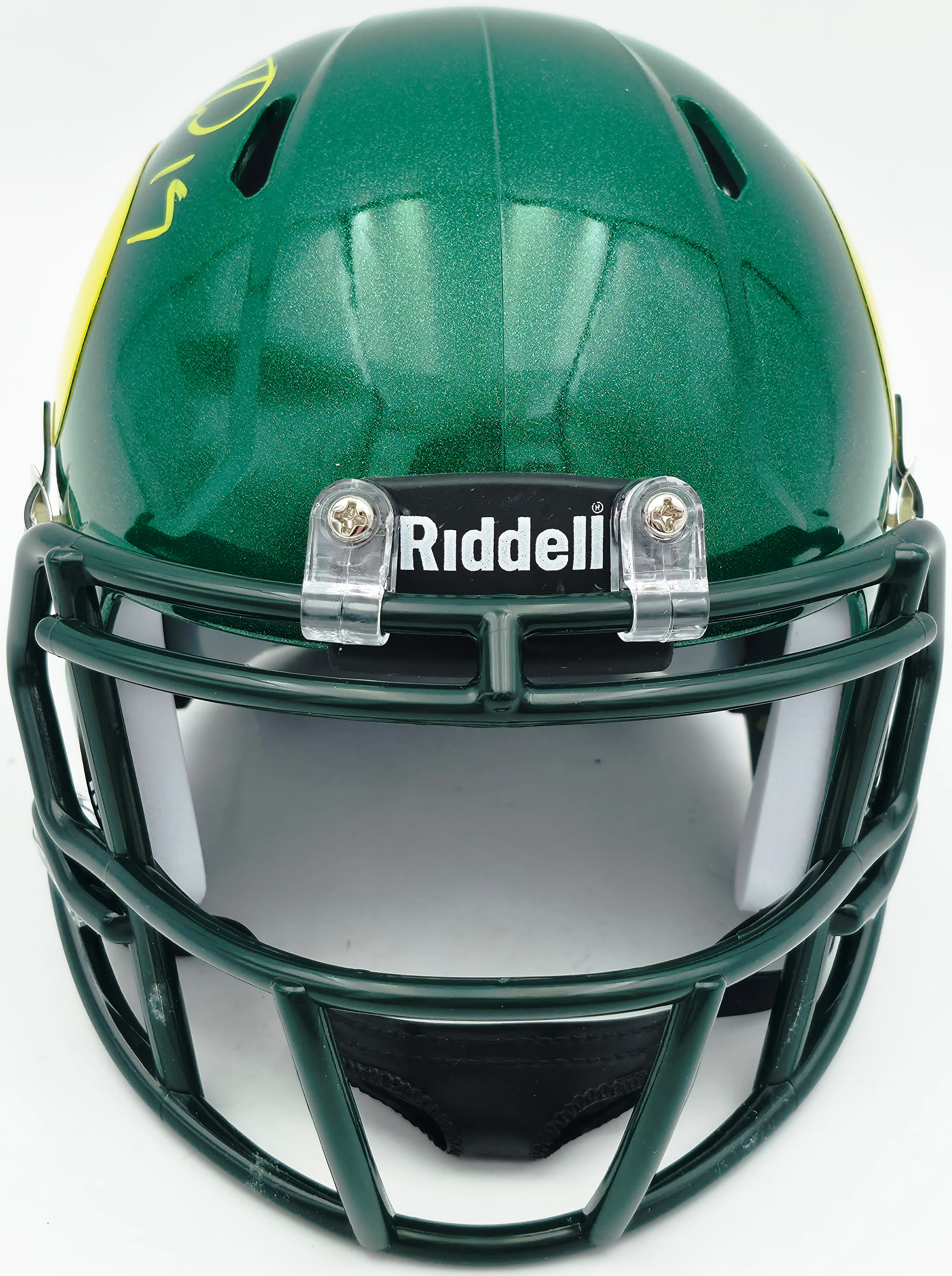 Tez Johnson Autographed Oregon Ducks Green Speed Mini Helmet JSA Witness Stock #256798 - Image 3